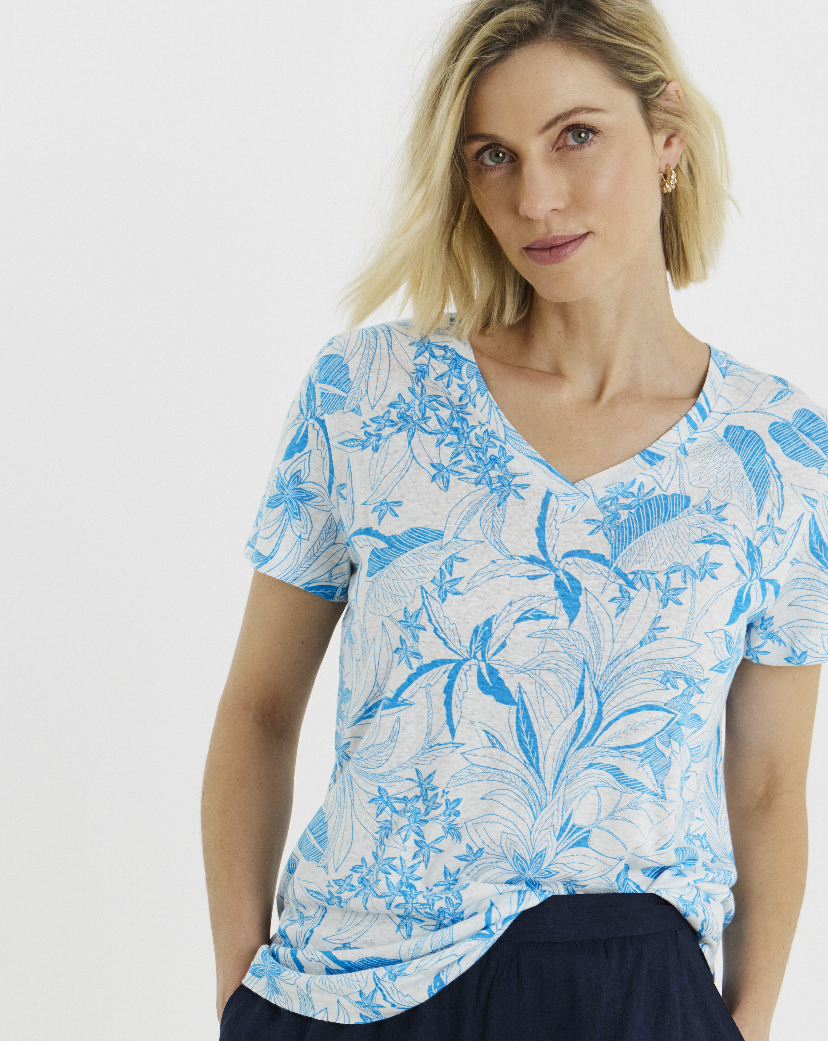 Linen T-Shirts V- Neck