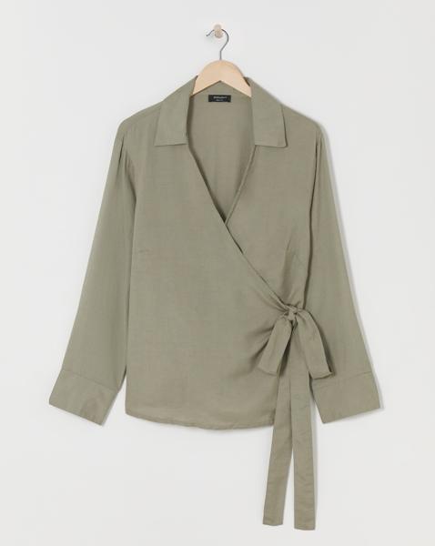Wrap Tie Cotton Shirt