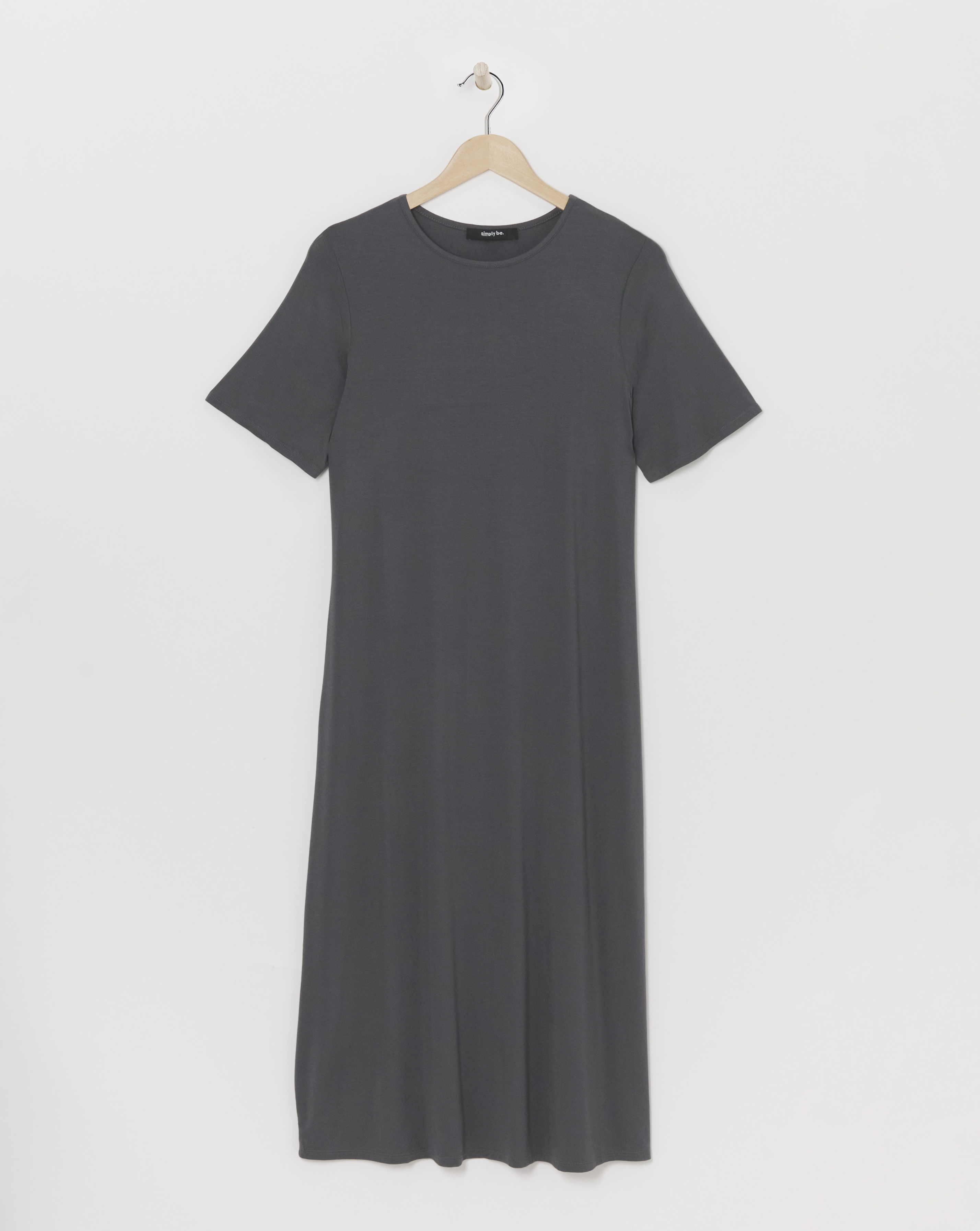 Simply Be - Women's Grey Midi T-Shirt Dress - Size 10 - Charcoal - 95% TM EcoVero Viscose 5% Elastane