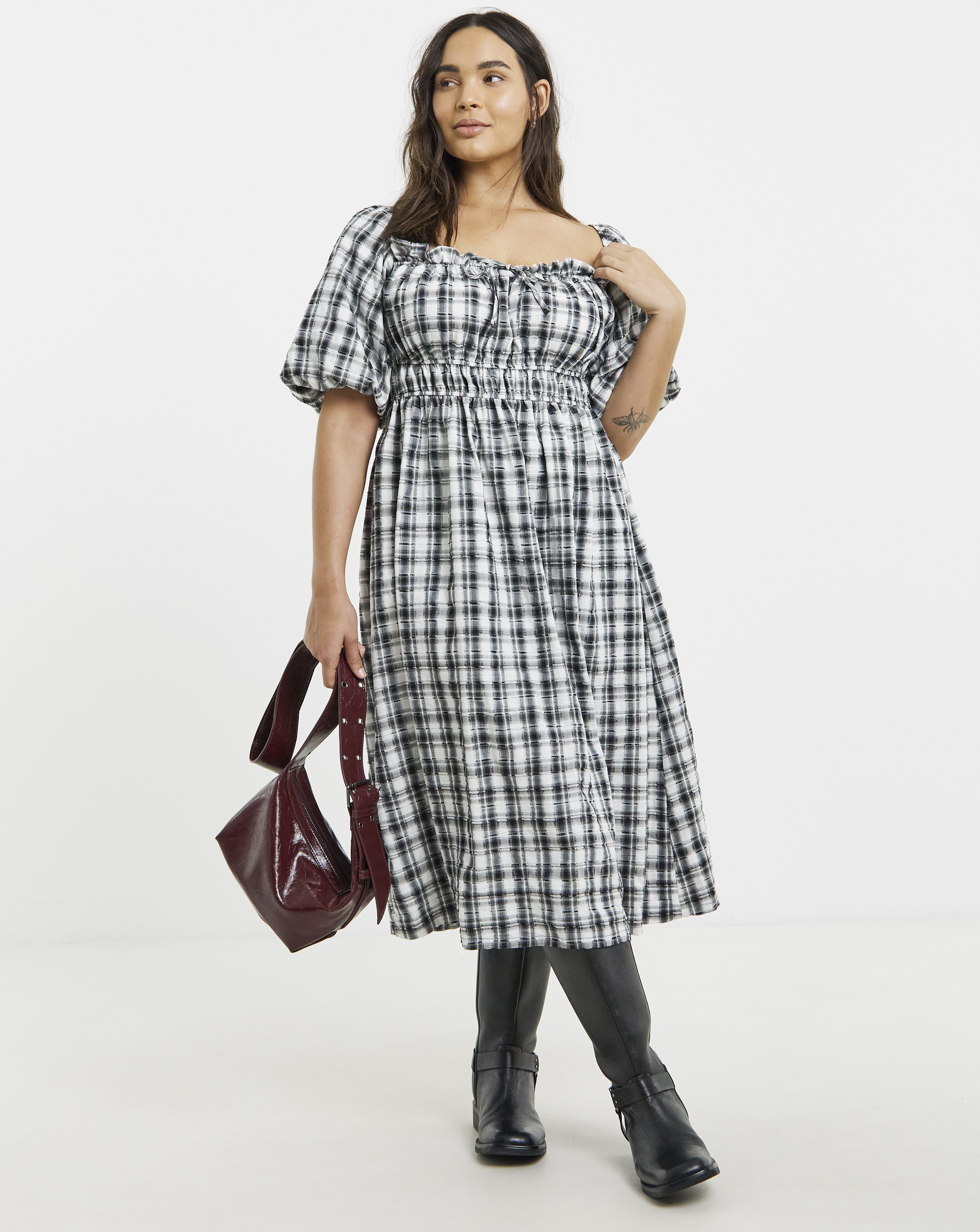Simply Be - Women's Gingham Midi Dress - Size 10 - Gingham - 100% Cotton