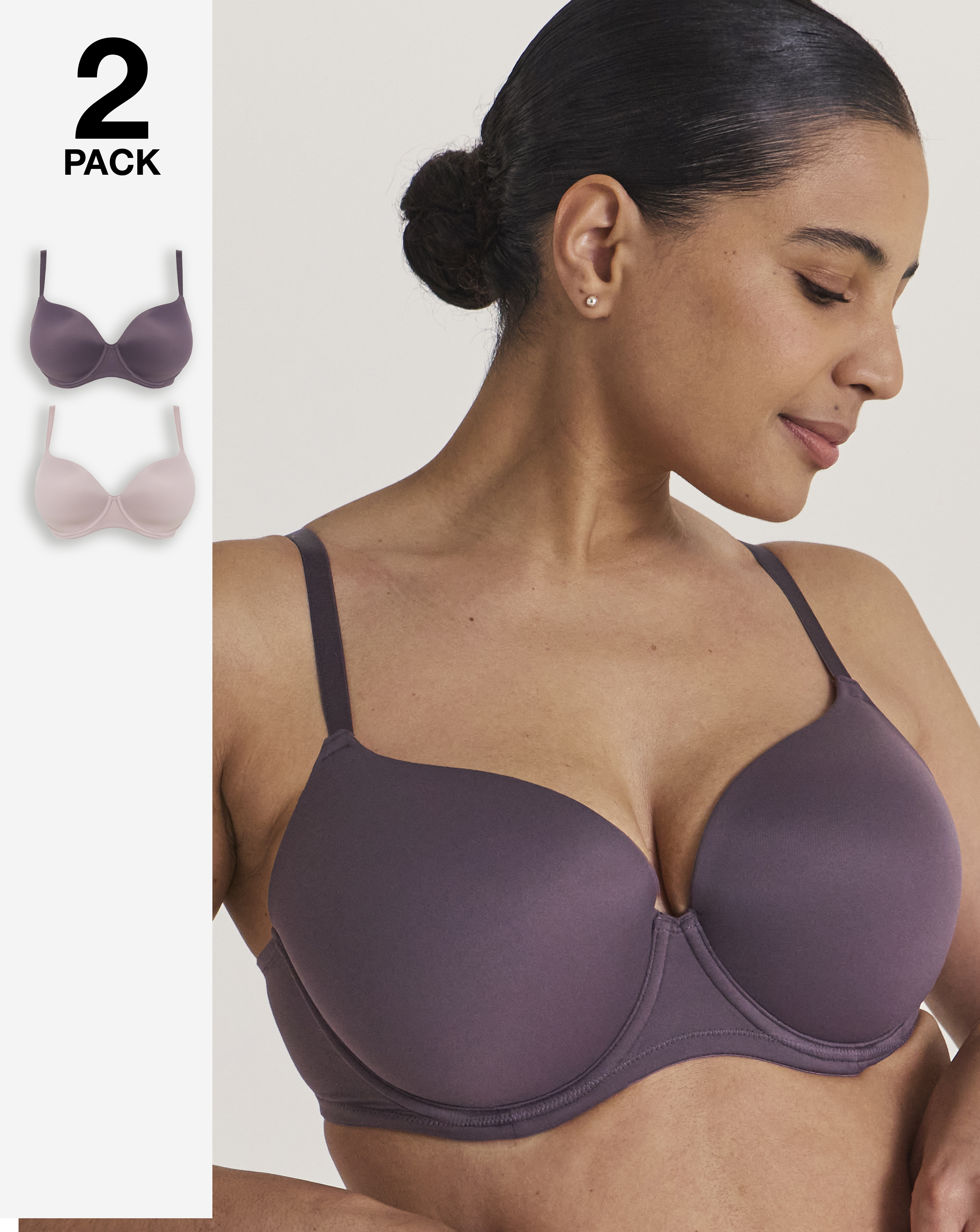2 Pack Smoothing Microfibre T-Shirt Bras