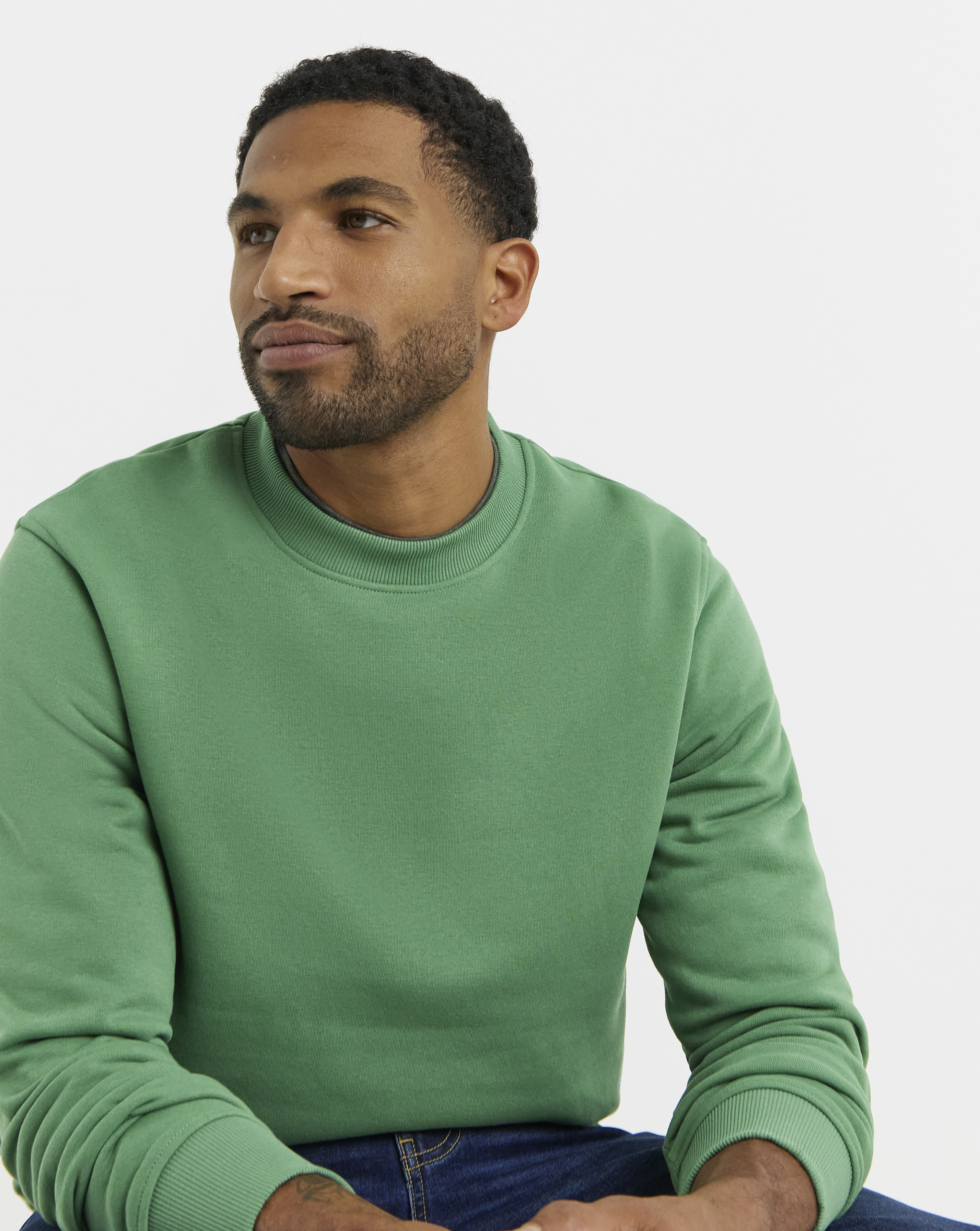 Crew Neck Sweatshirt Long- Green