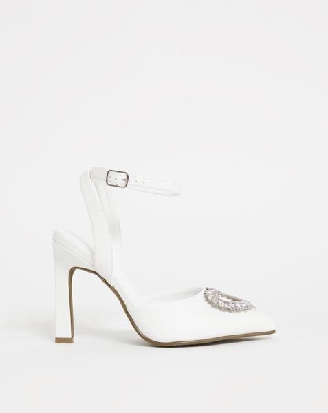 Heart Trim Heeled Shoes Ex Wide