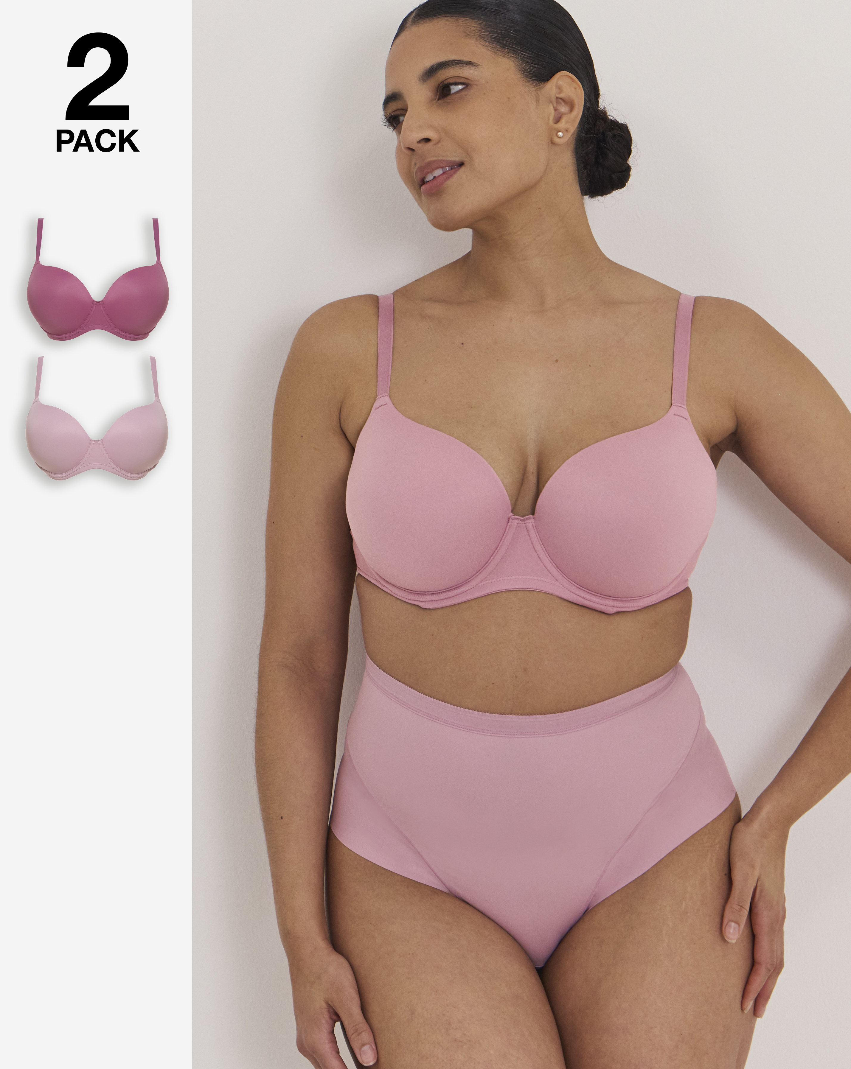2 Pack Smoothing Microfibre T-Shirt Bras