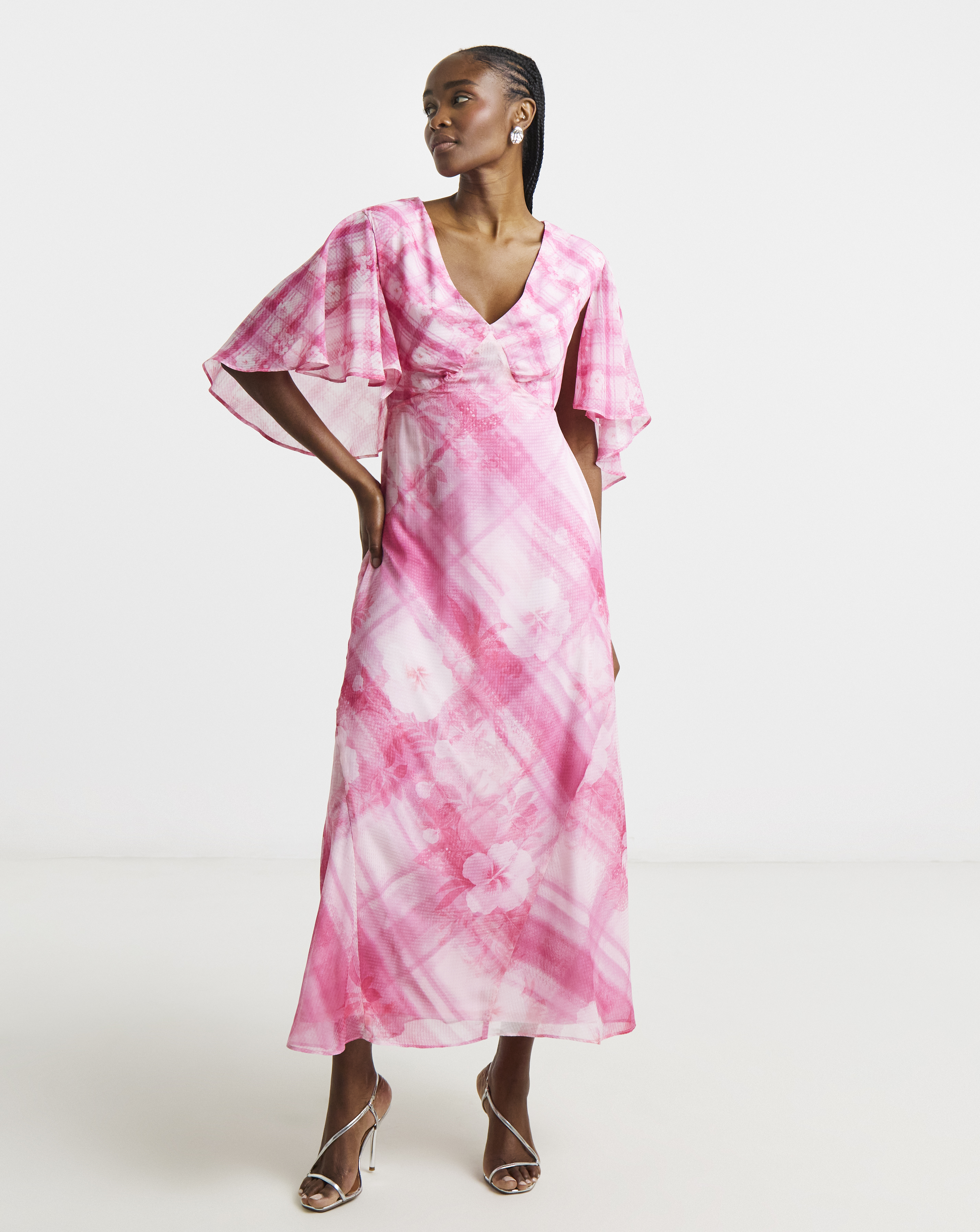 Joanna Hope Cape Sleeve Tea Dress