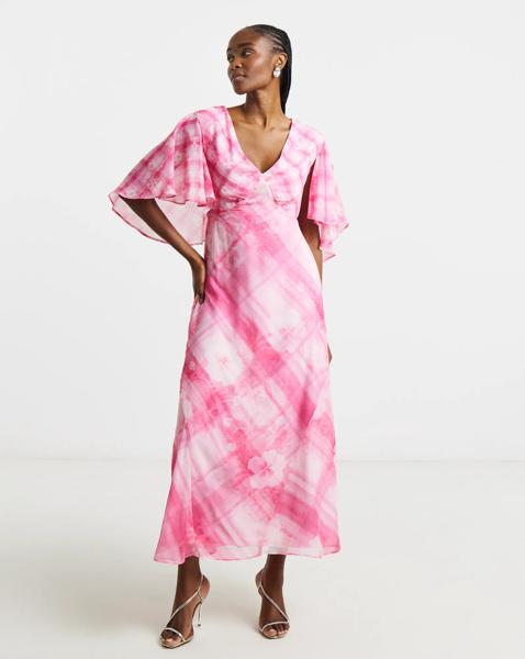 Joanna Hope Cape Sleeve Tea Dress