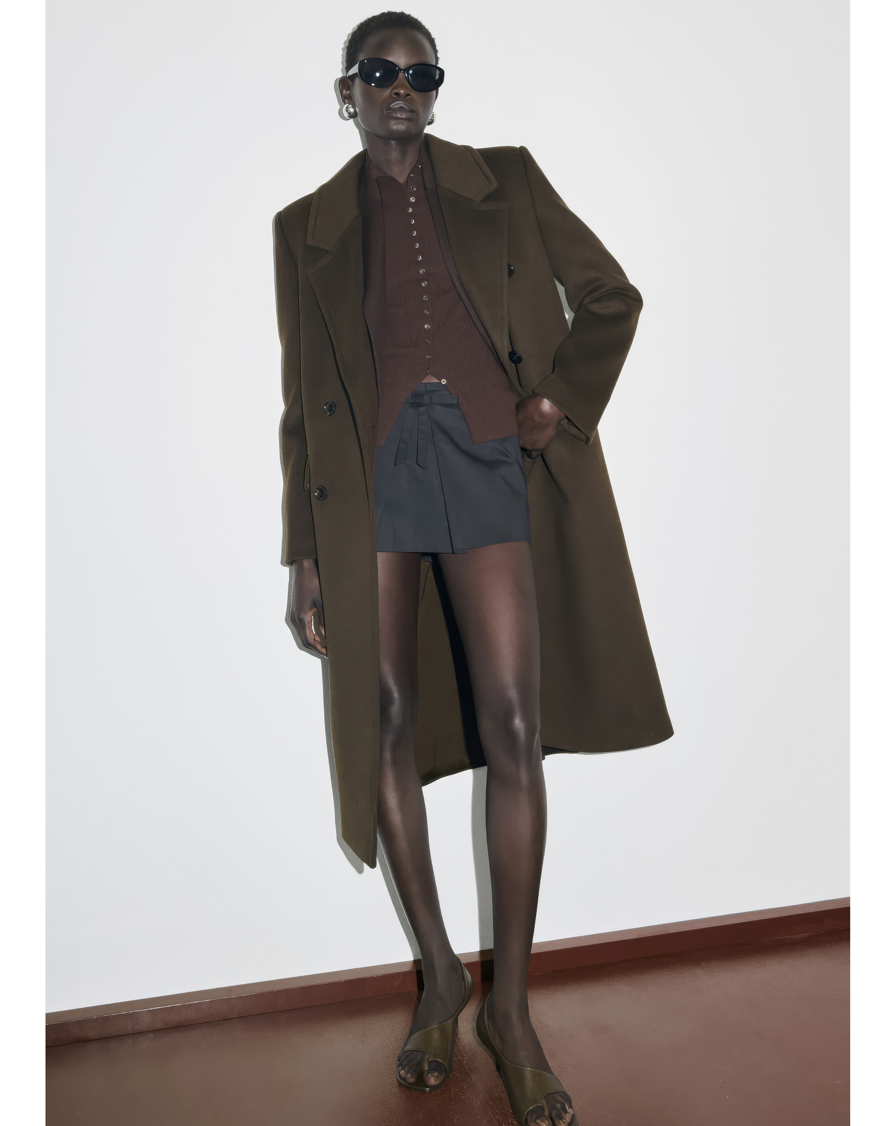Mango Khaki Midi Coat - Extra Large