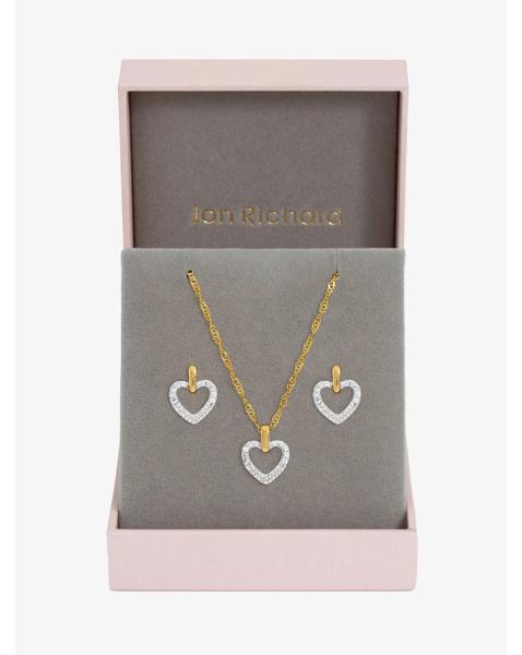 Two Tone Open Heart Set - Gift Box