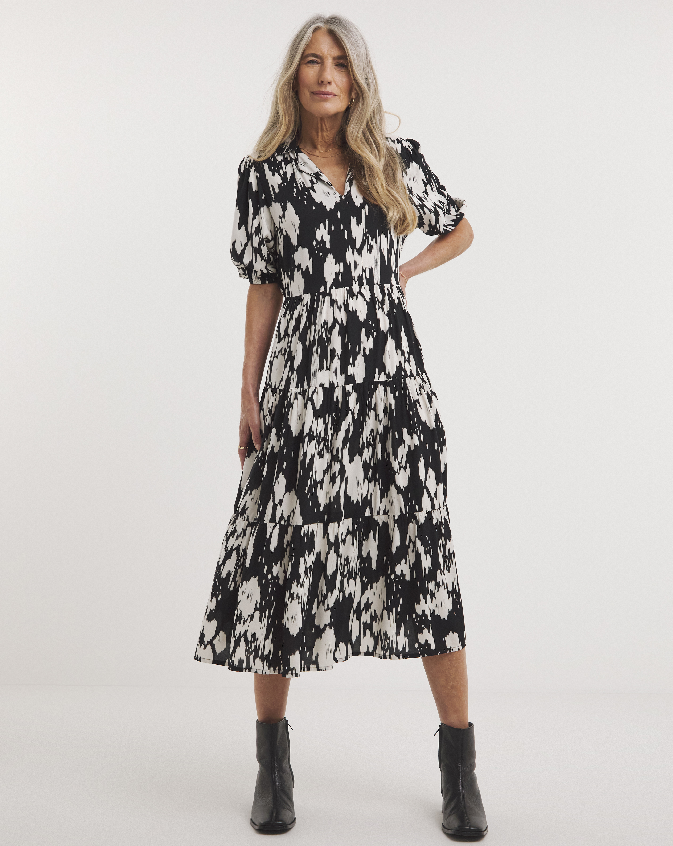 Midi Shirt Dress With Collar
