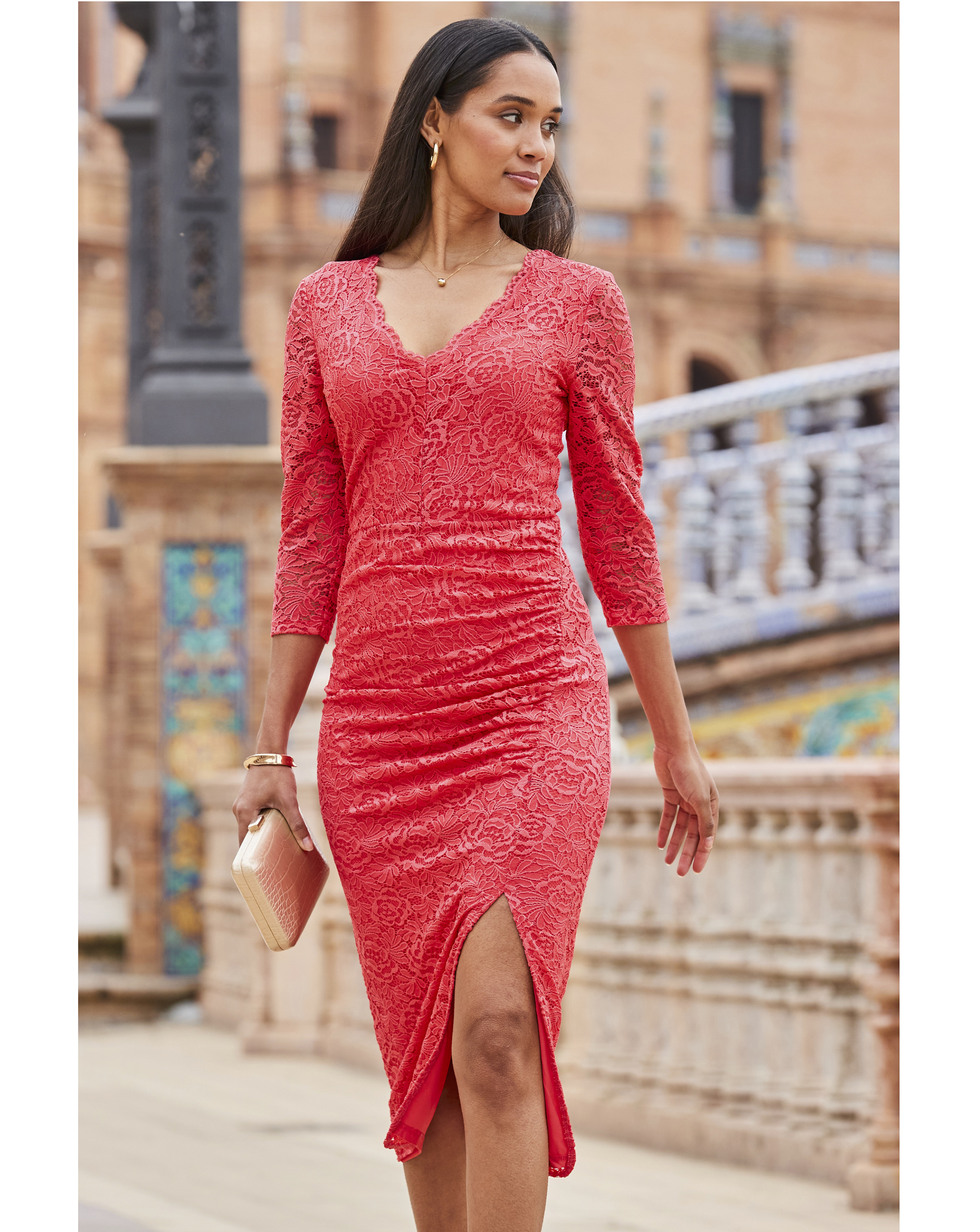 Sosandar Lace 3/4 Dress