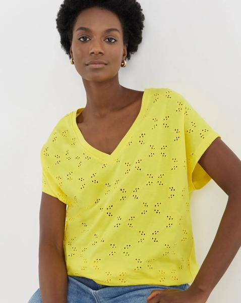 Broderie V-Neck Short Sleeve T-Shirt