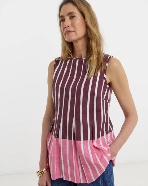 Linen Mix Pleated Shell Top