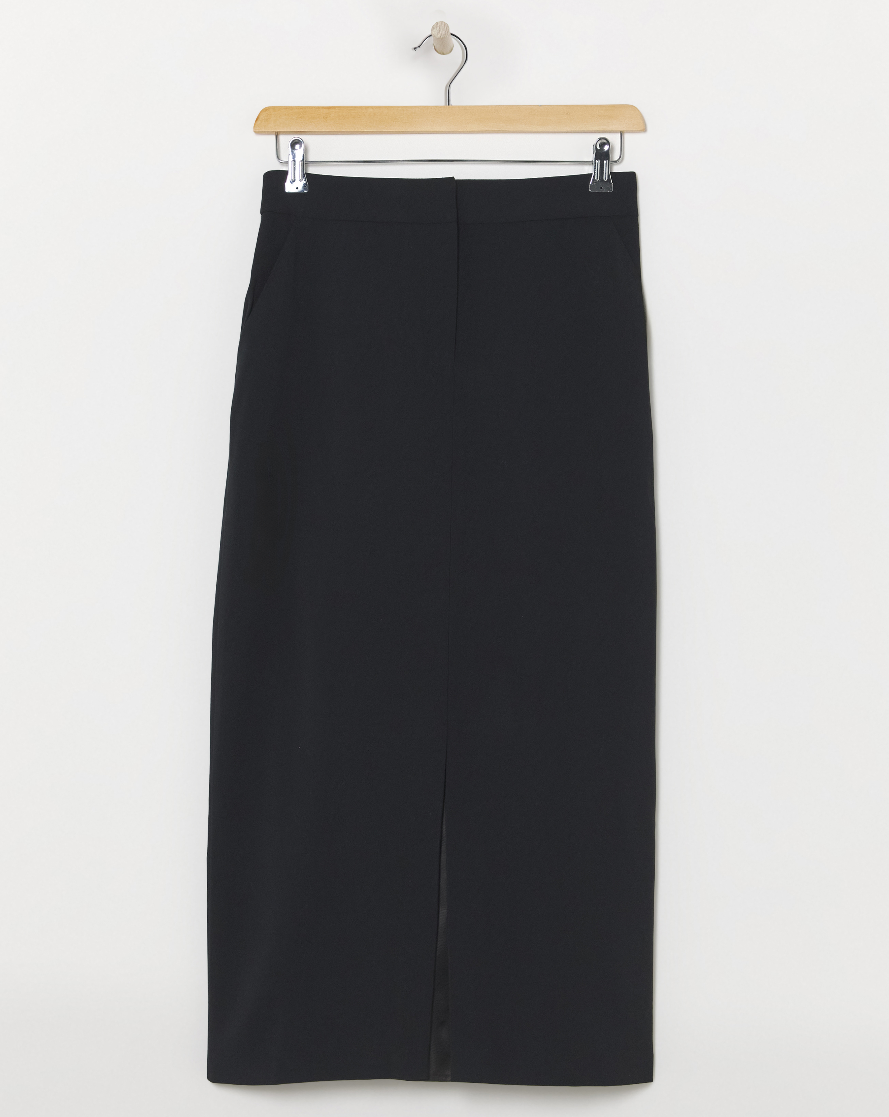 Black Utility Cargo Denim Maxi Skirt