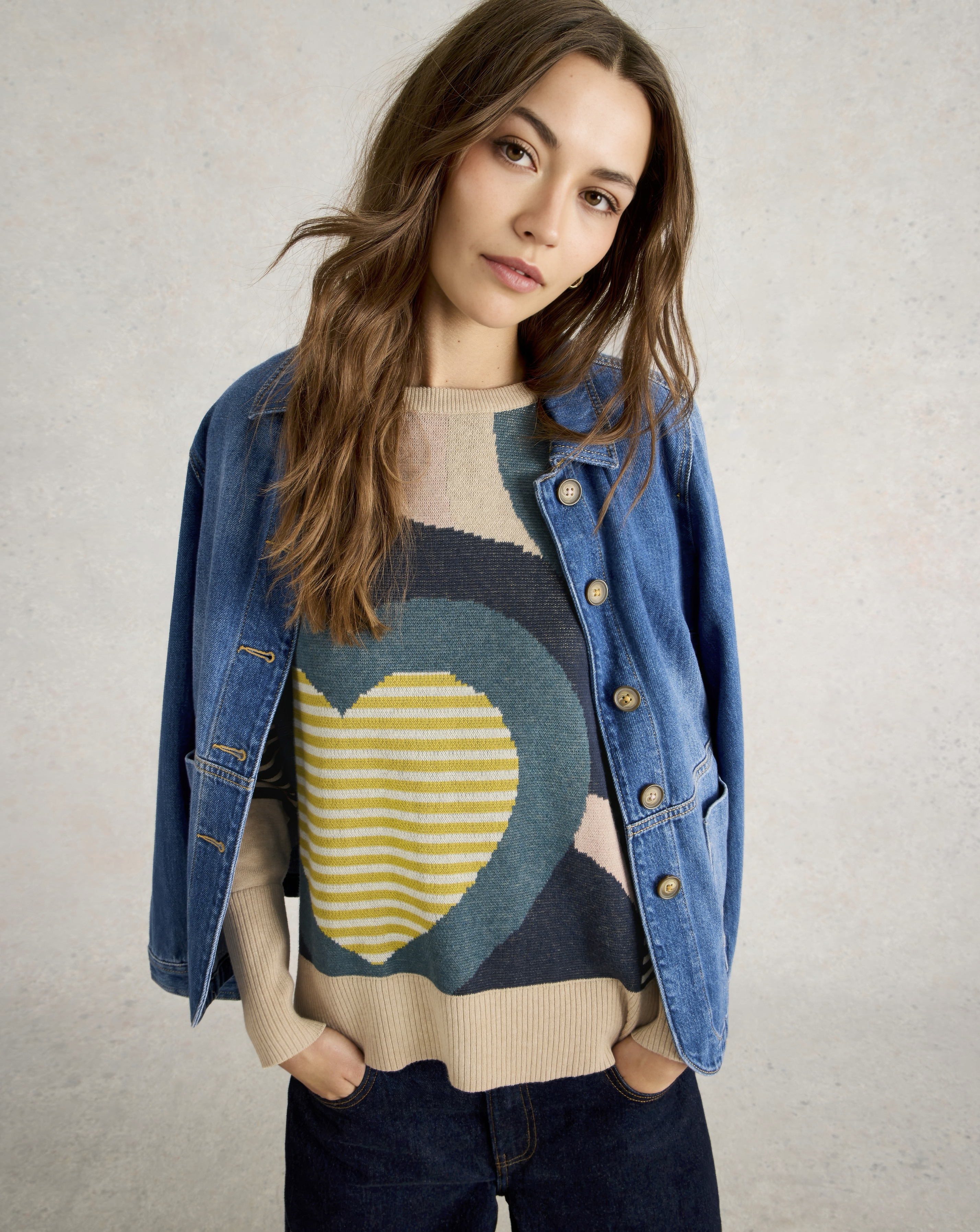 White Stuff Olive Heart Jumper