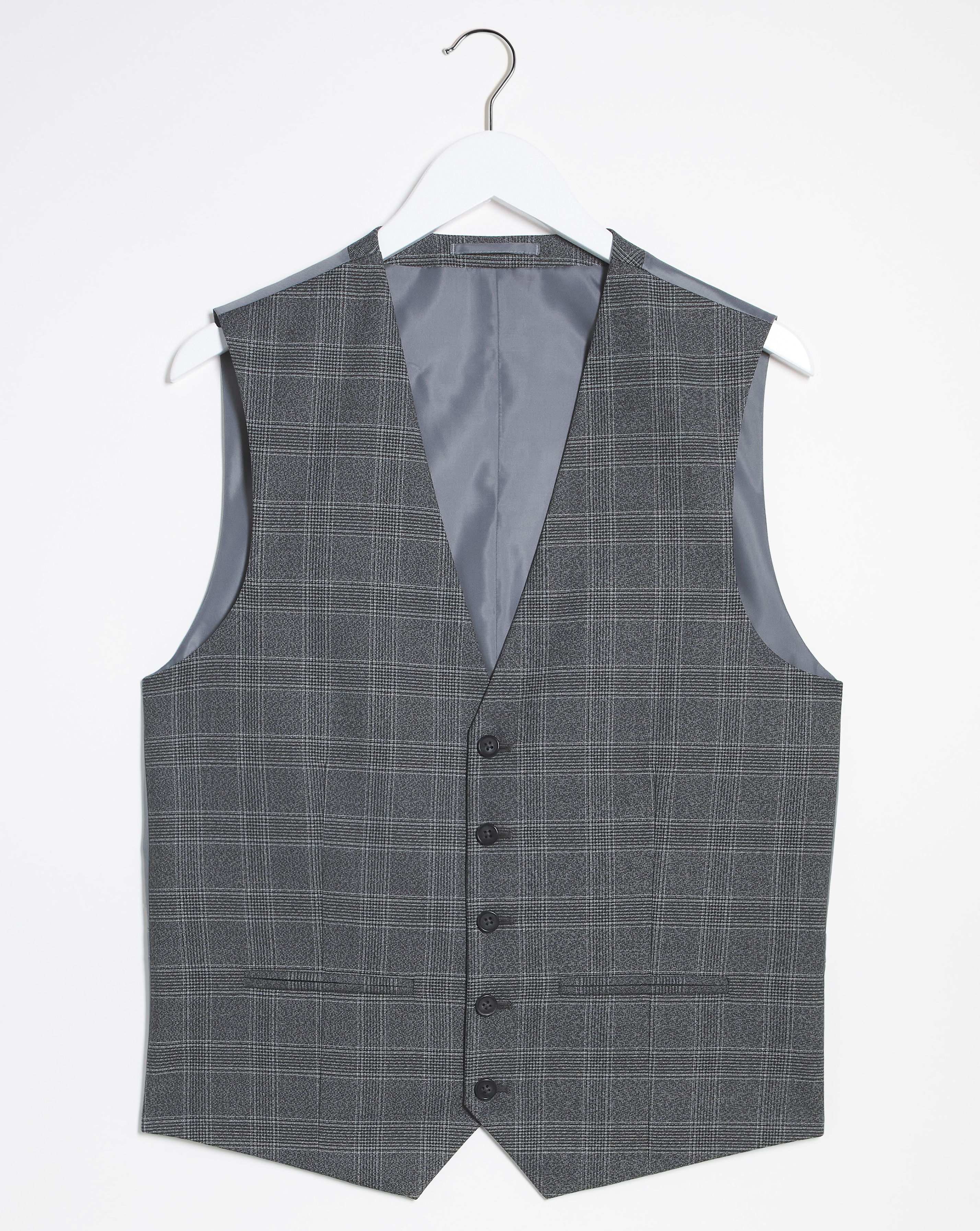 Charcoal Check Regular Fit Waistcoat