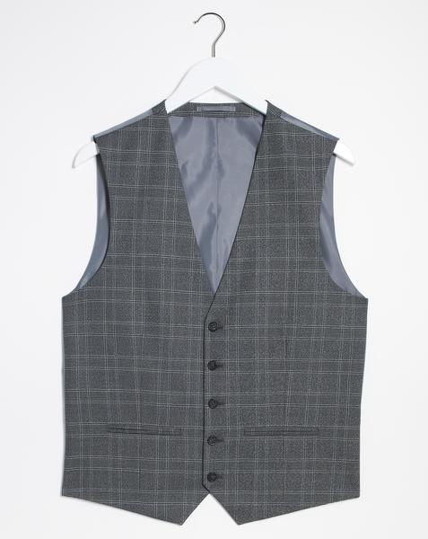 Charcoal Check Regular Fit Waistcoat
