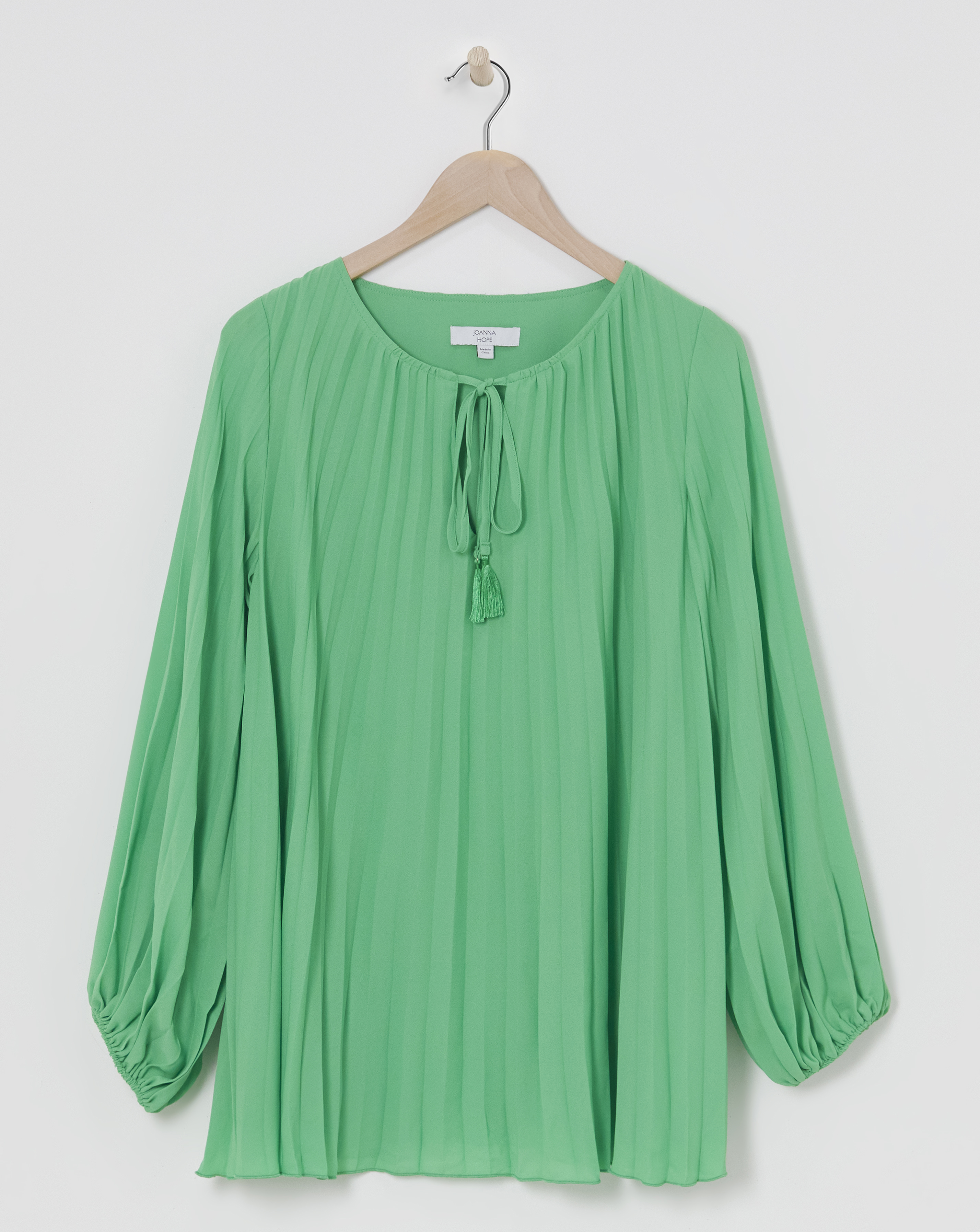 Joanna Hope Pleated Keyhole Blouse
