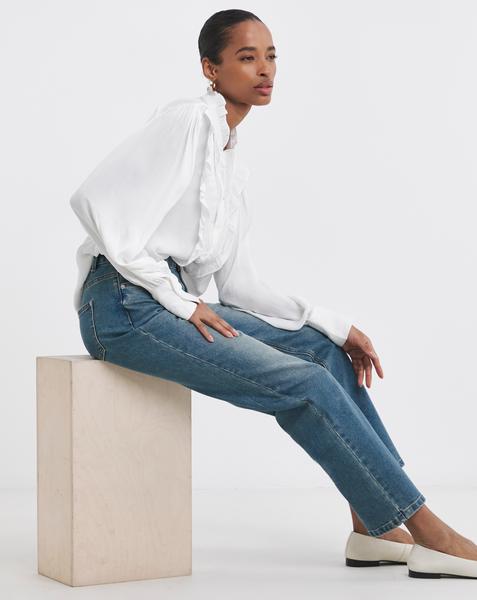 Washed Blue Straight Leg Jean