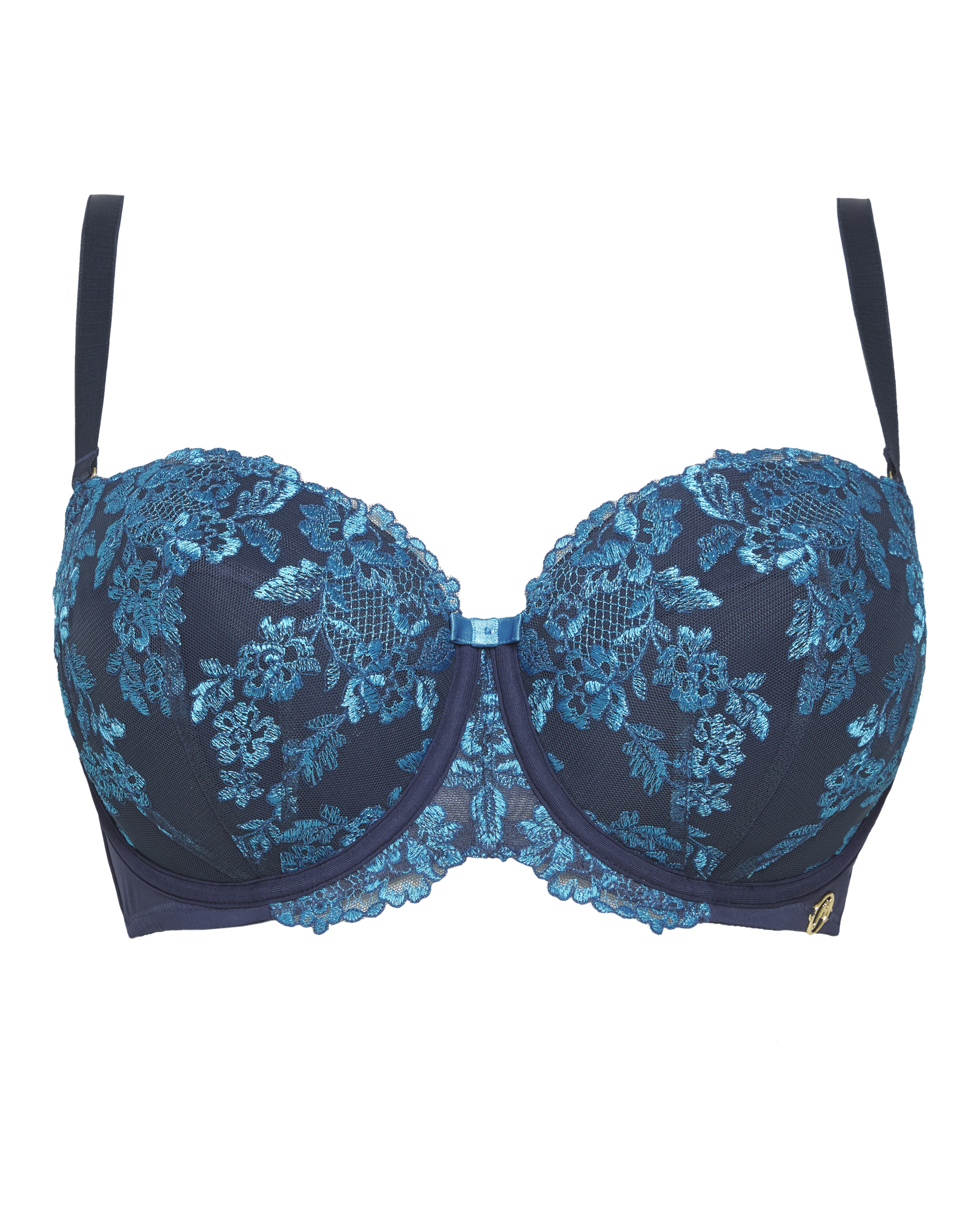 Joanna Hope Plus Size Joanna Hope Embroidery Balcony Bra In Blue | UK Size 40B Women's