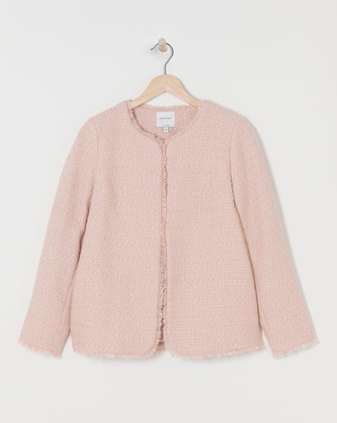 Collarless Boucle Blazer