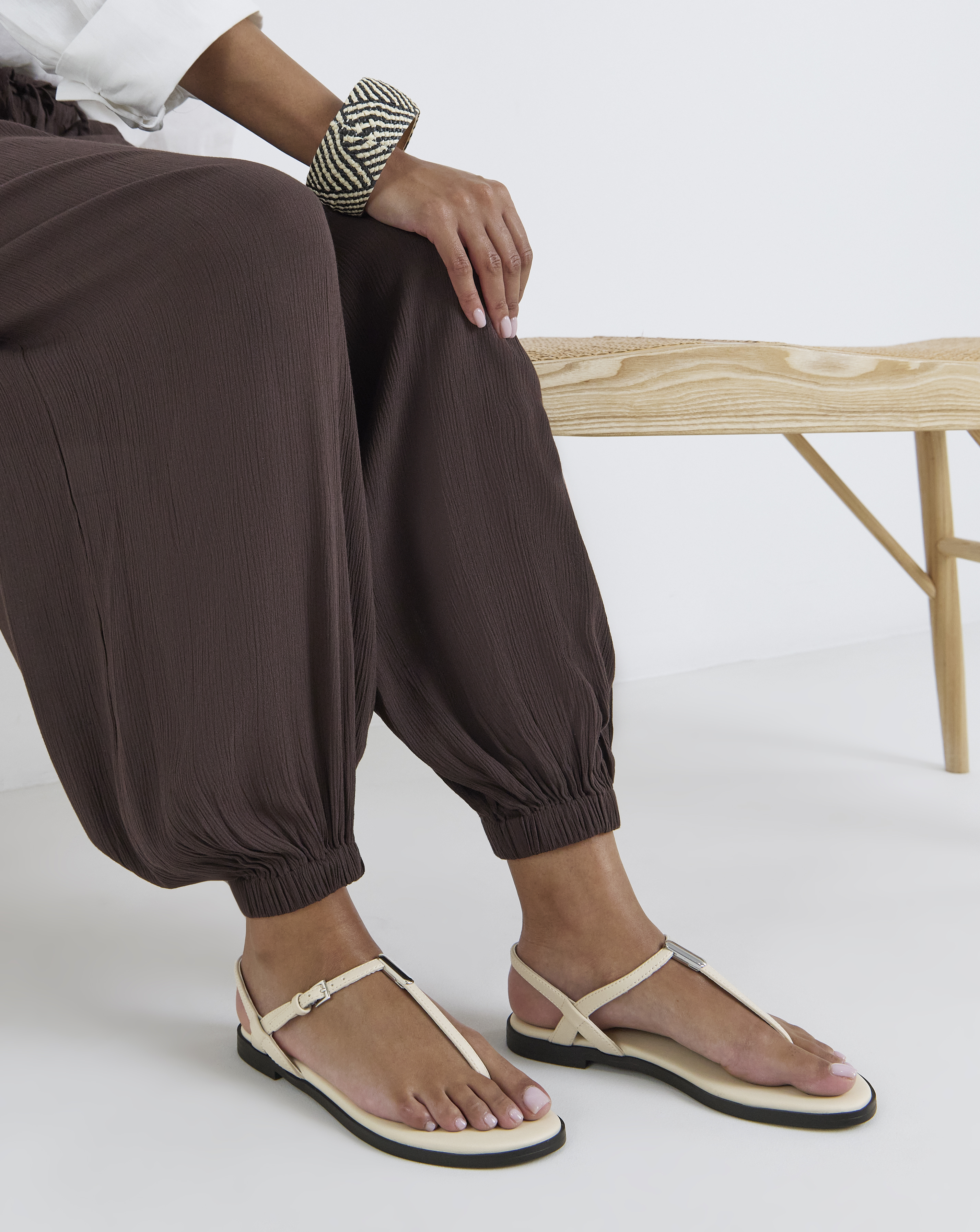 T Bar Hardware Sandals Wide