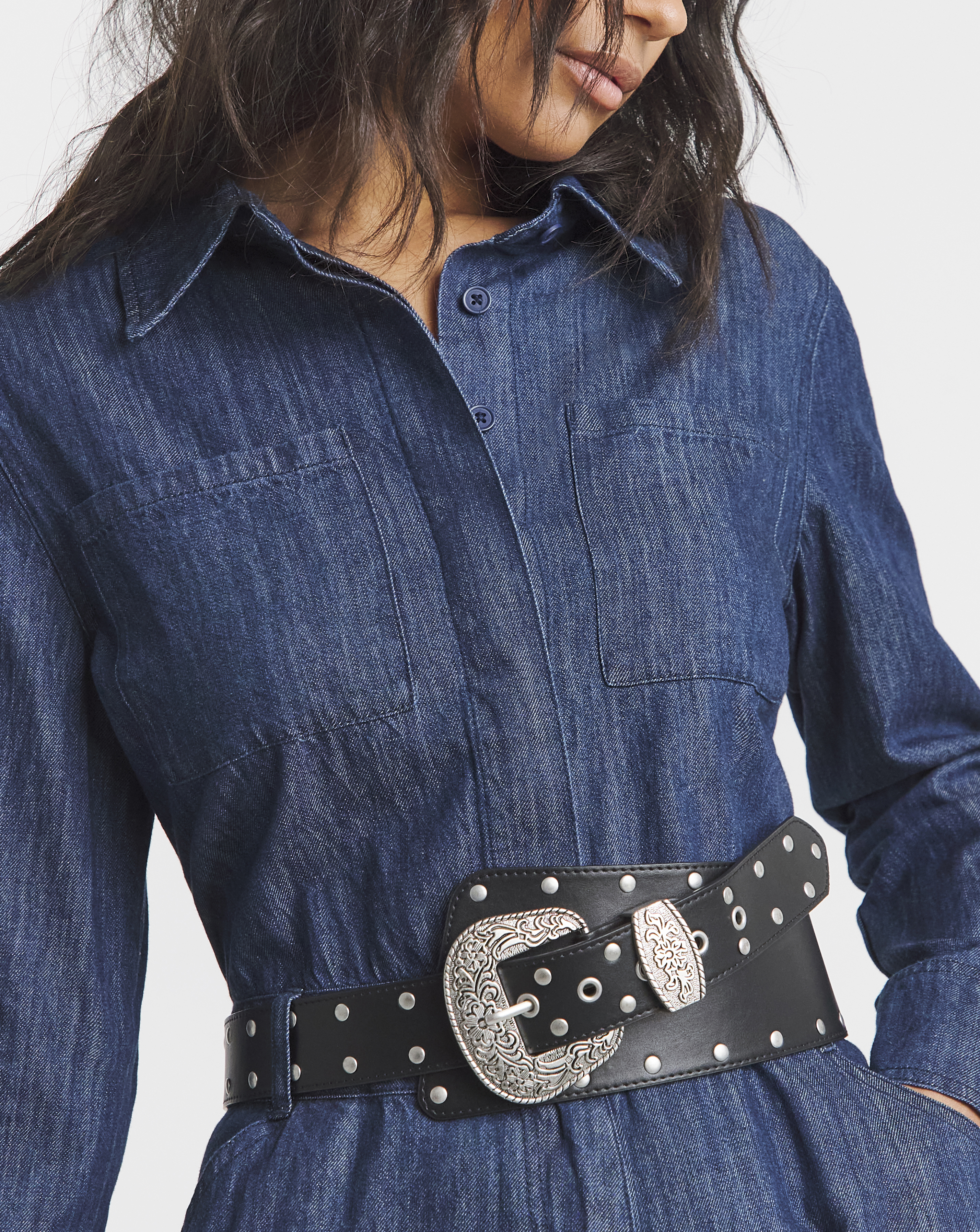 Western Studded Hip Belt - Black