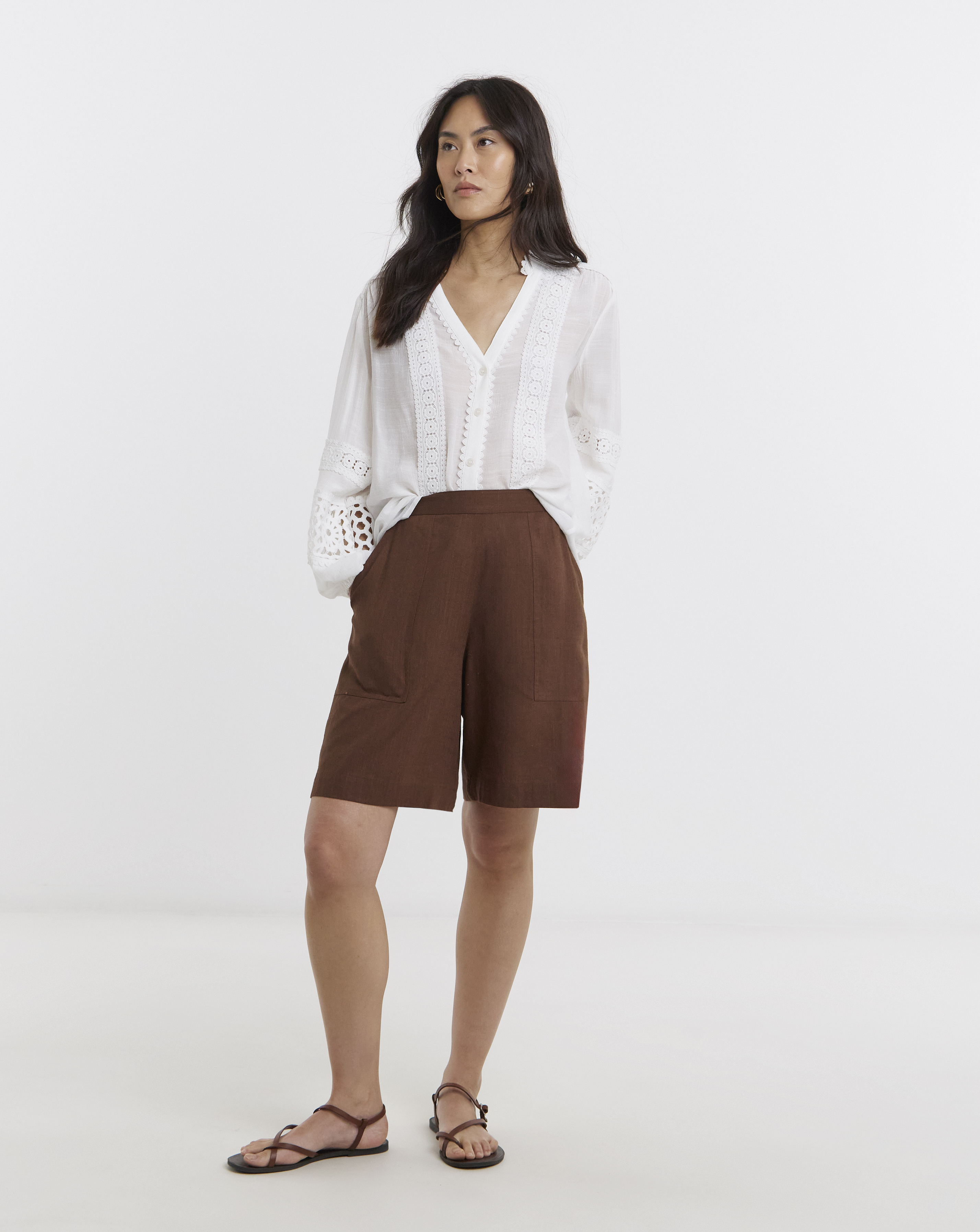 New In - Chocolate Linen Mix Short