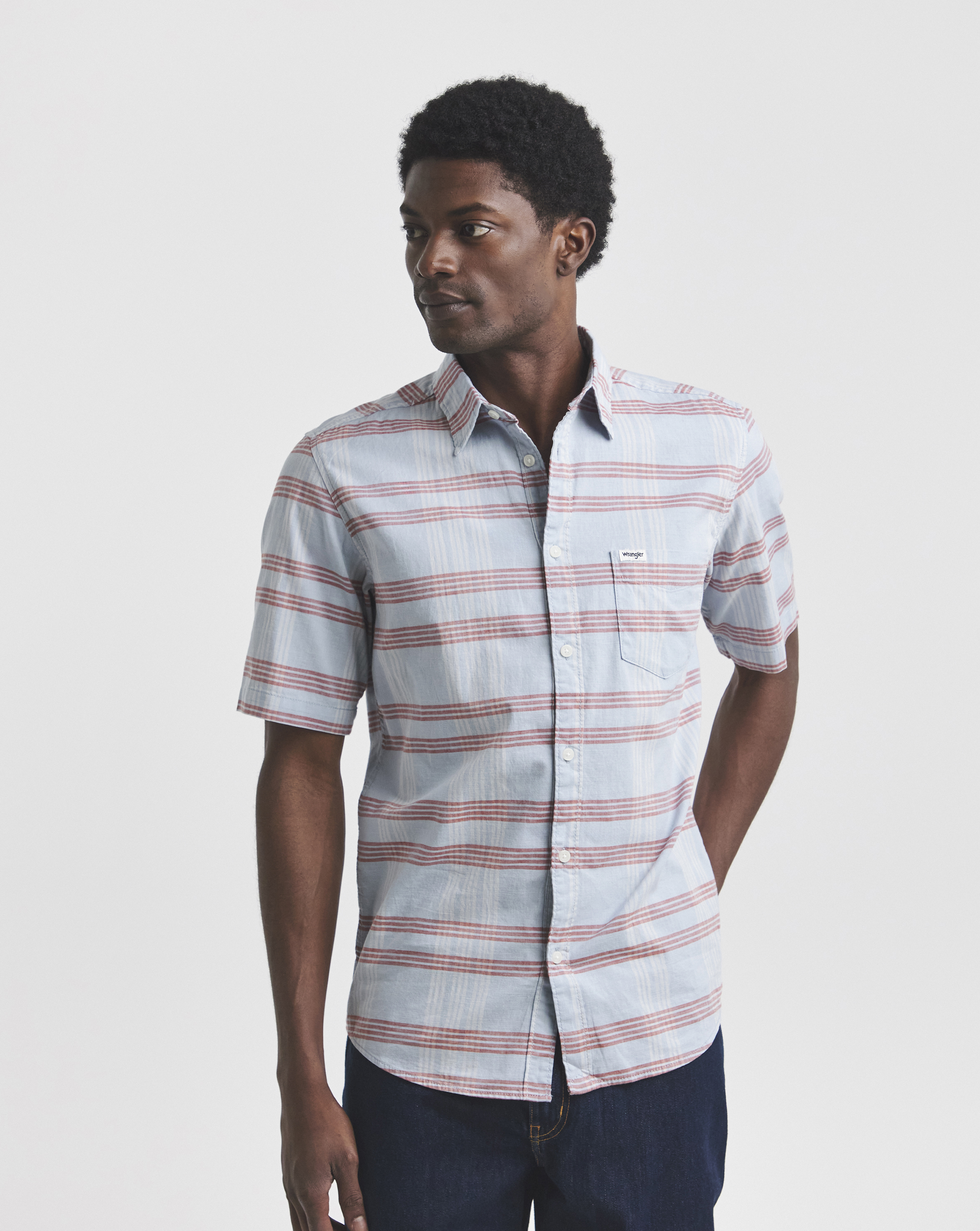 Wrangler Pocket Check Shirt - Blue/Red