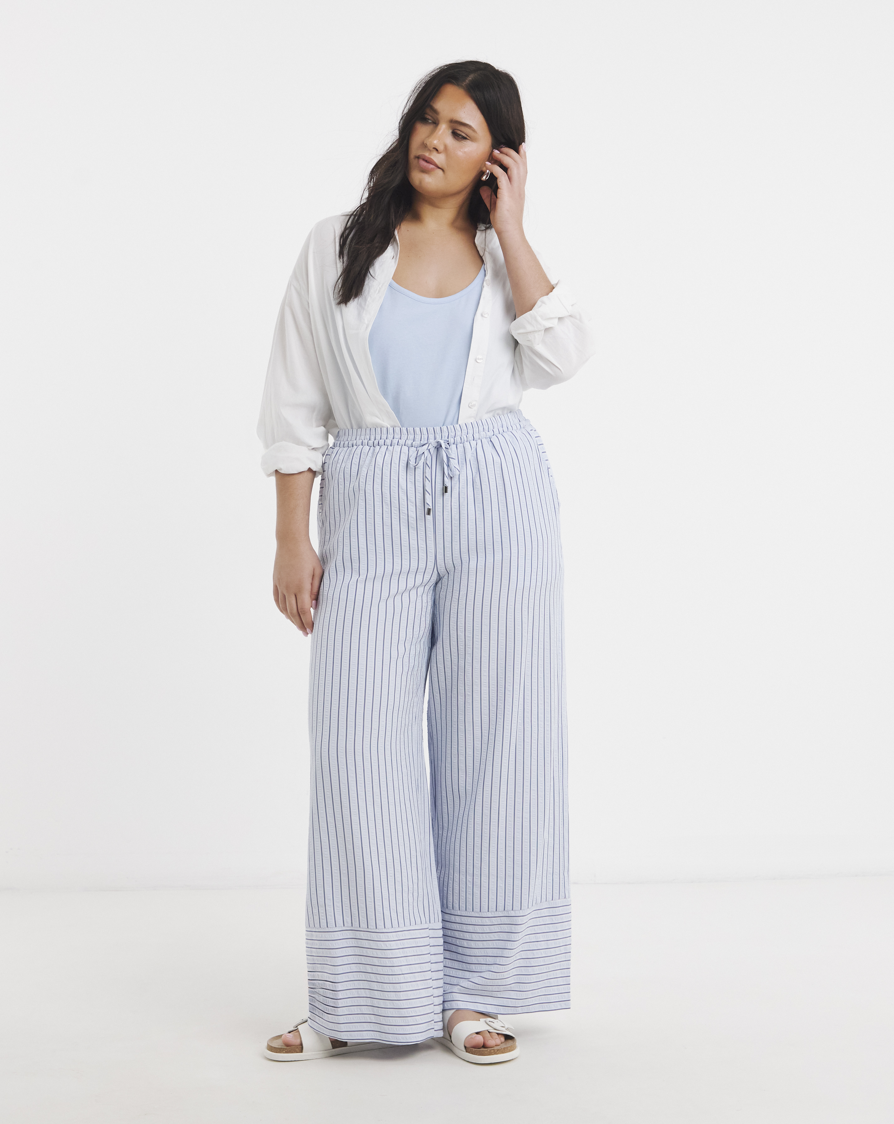 New In - Blue Stripe Wide Leg Trouser