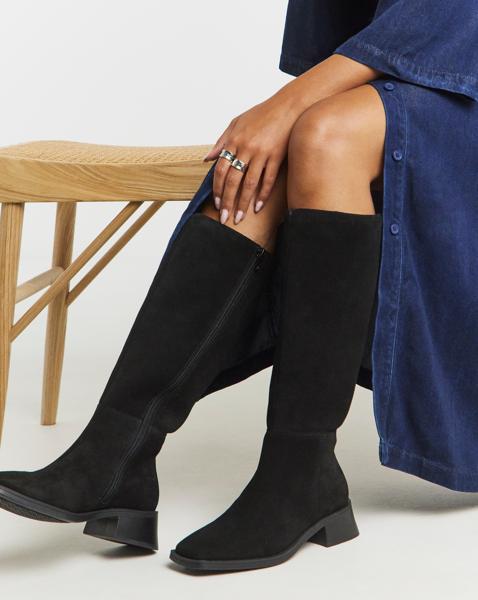 Low Block Heel Knee High Boot Wide C