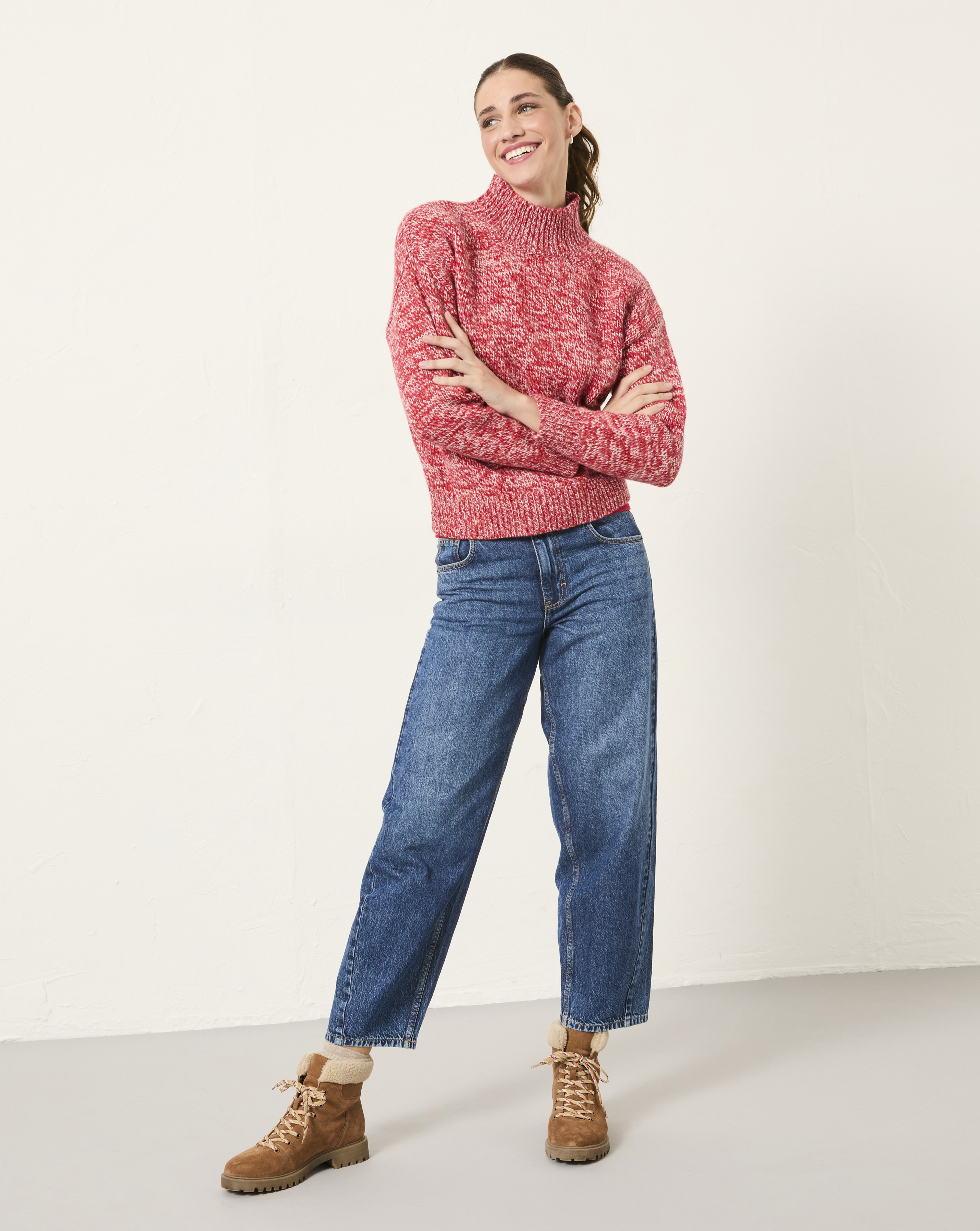 FatFace Women's Jumper - Roll Neck - Red - Size 24