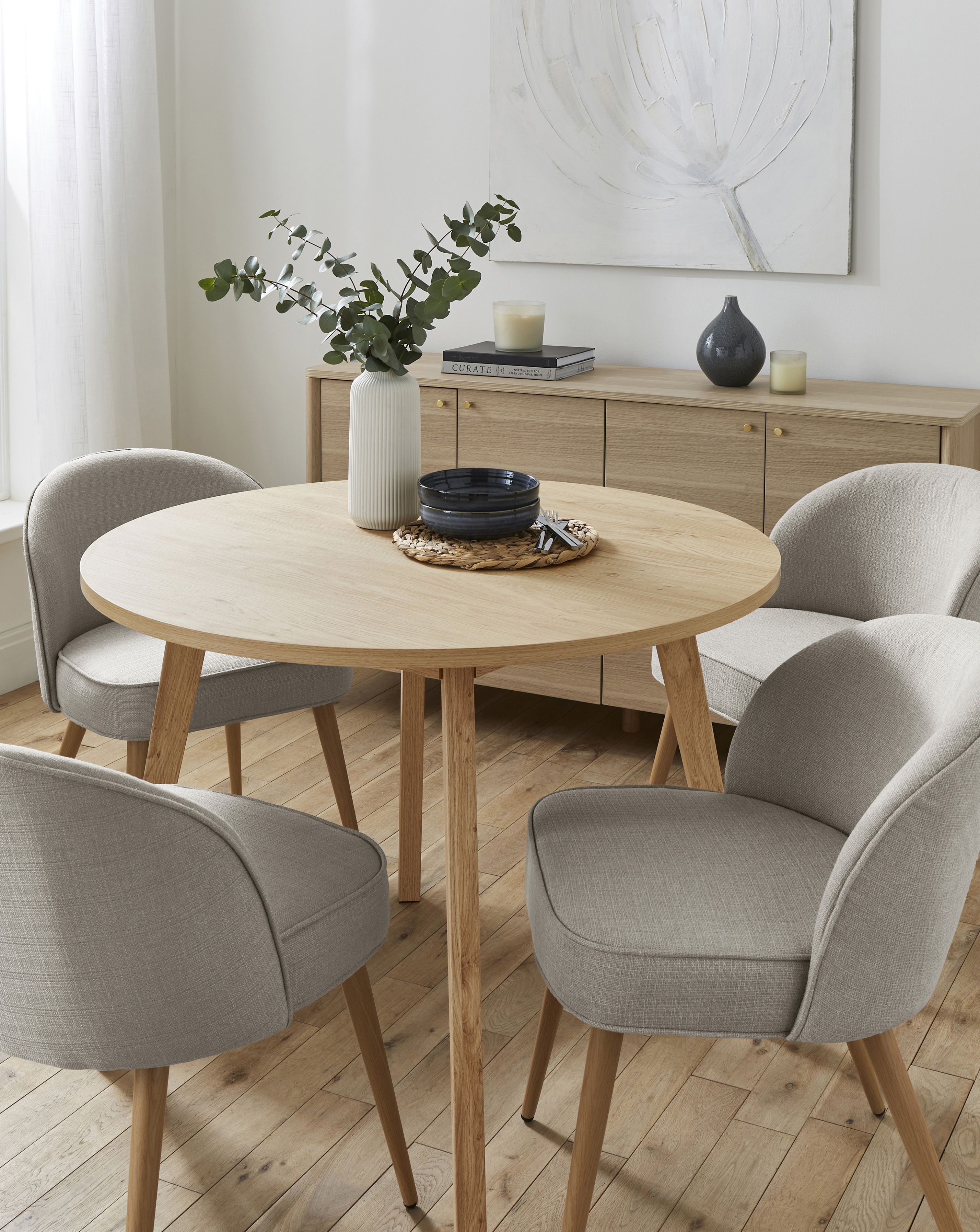 Oslo Table with 4 Emilie Fabric Chairs