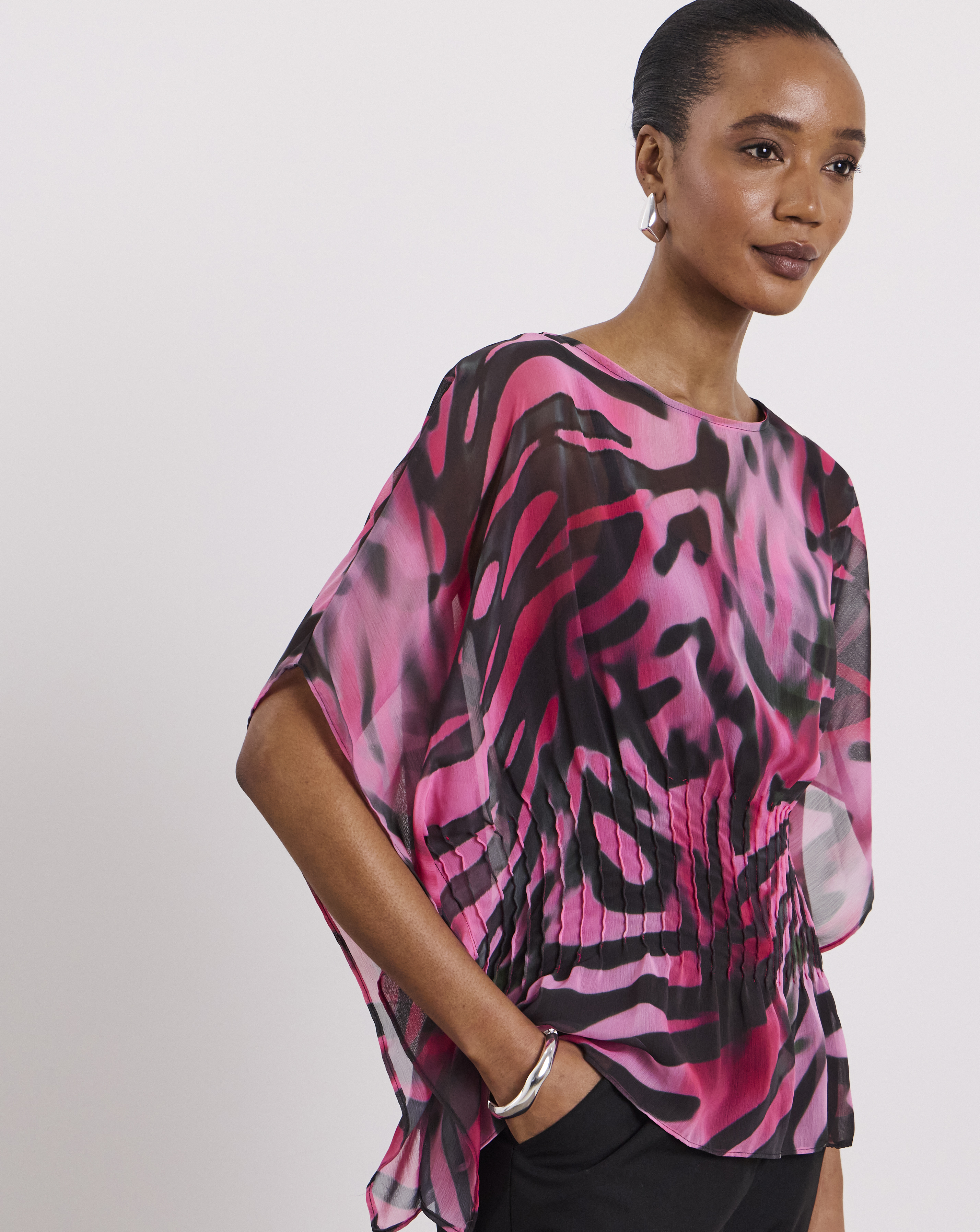 Joanna Hope Pleated Seam Blouse