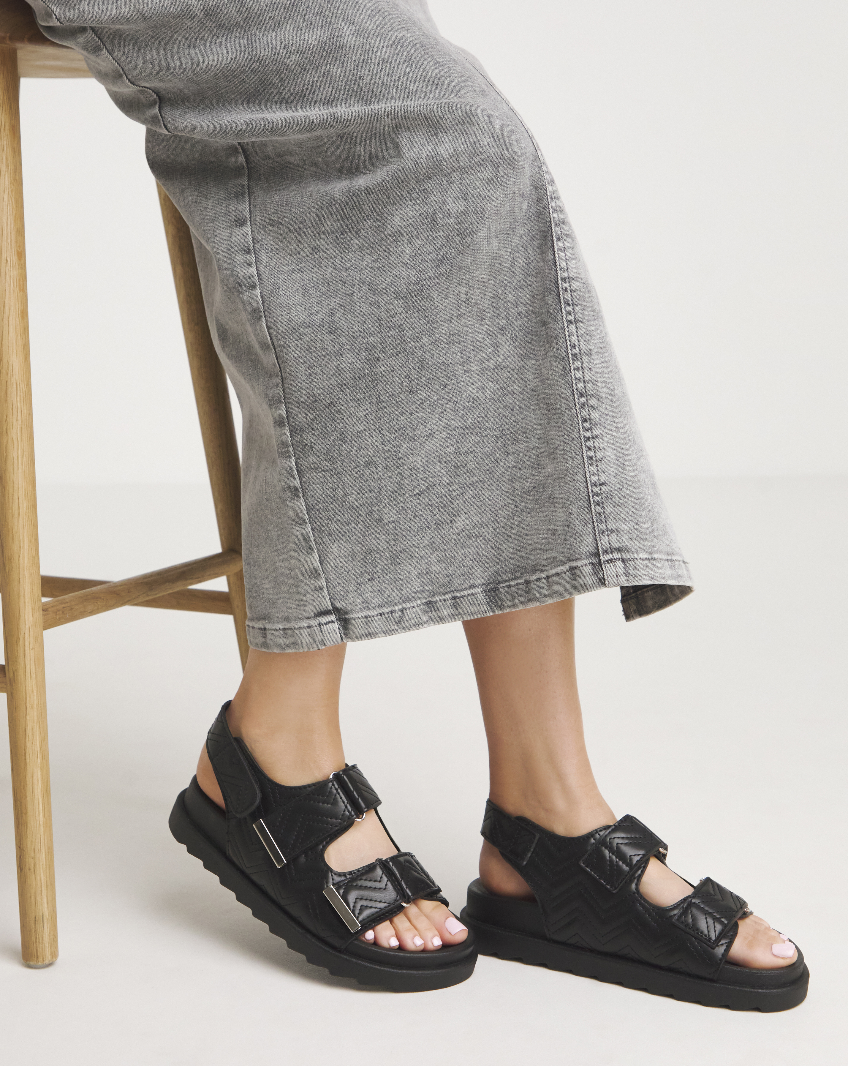 Quilted Touch and Close Sandal Wide