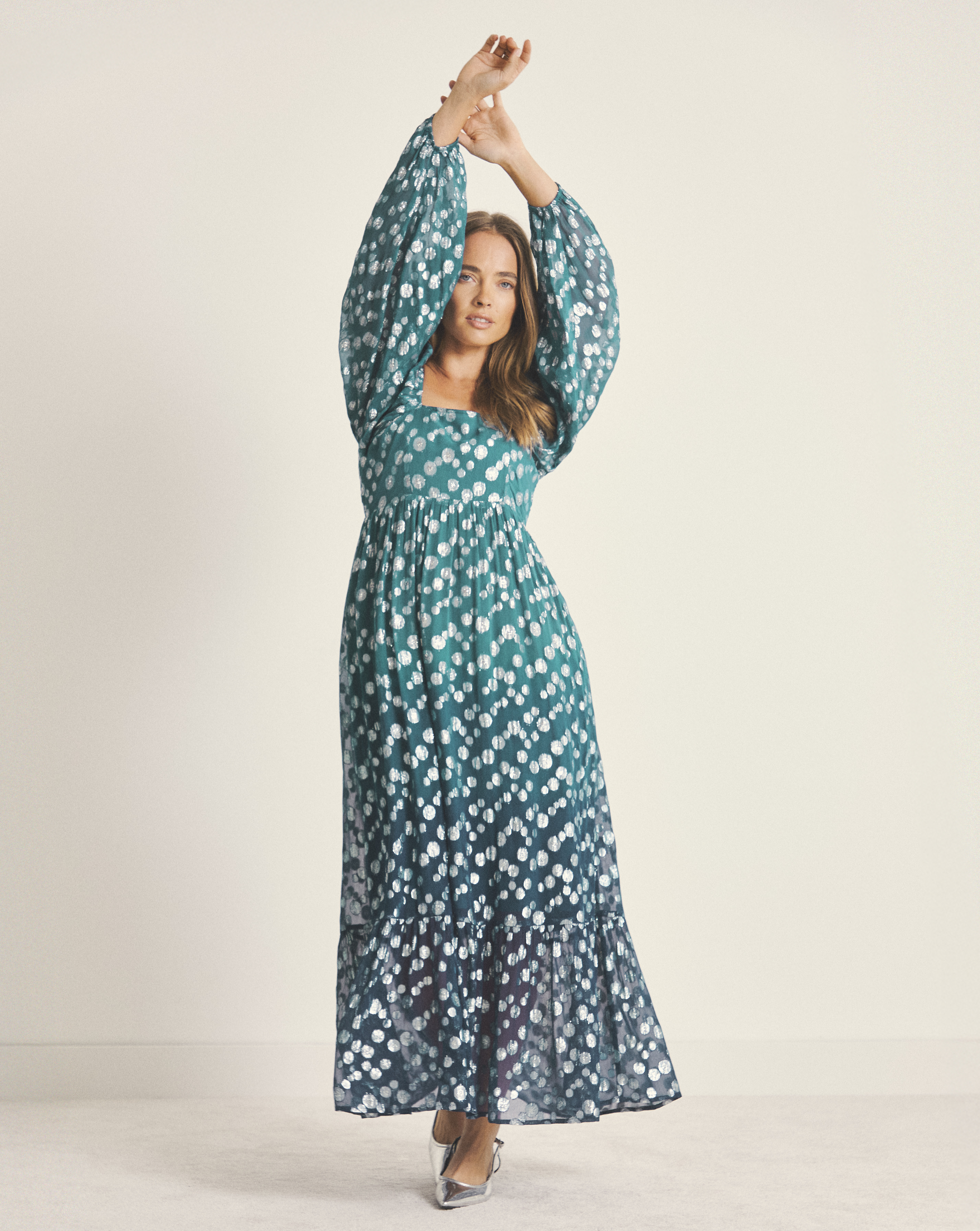 Ombre Dobby Jacquard Smock Dress
