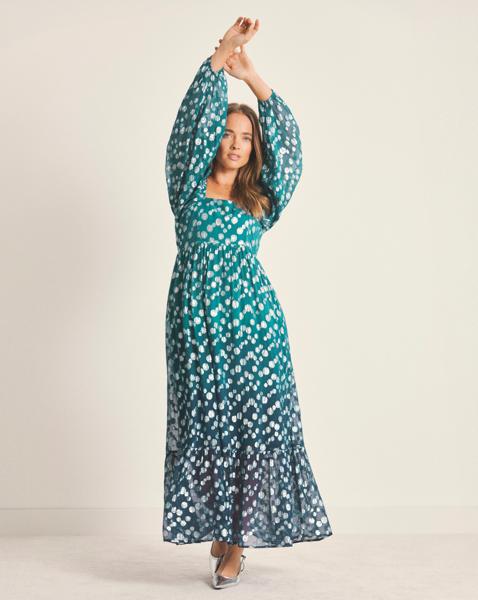 Ombre Dobby Jacquard Smock Dress