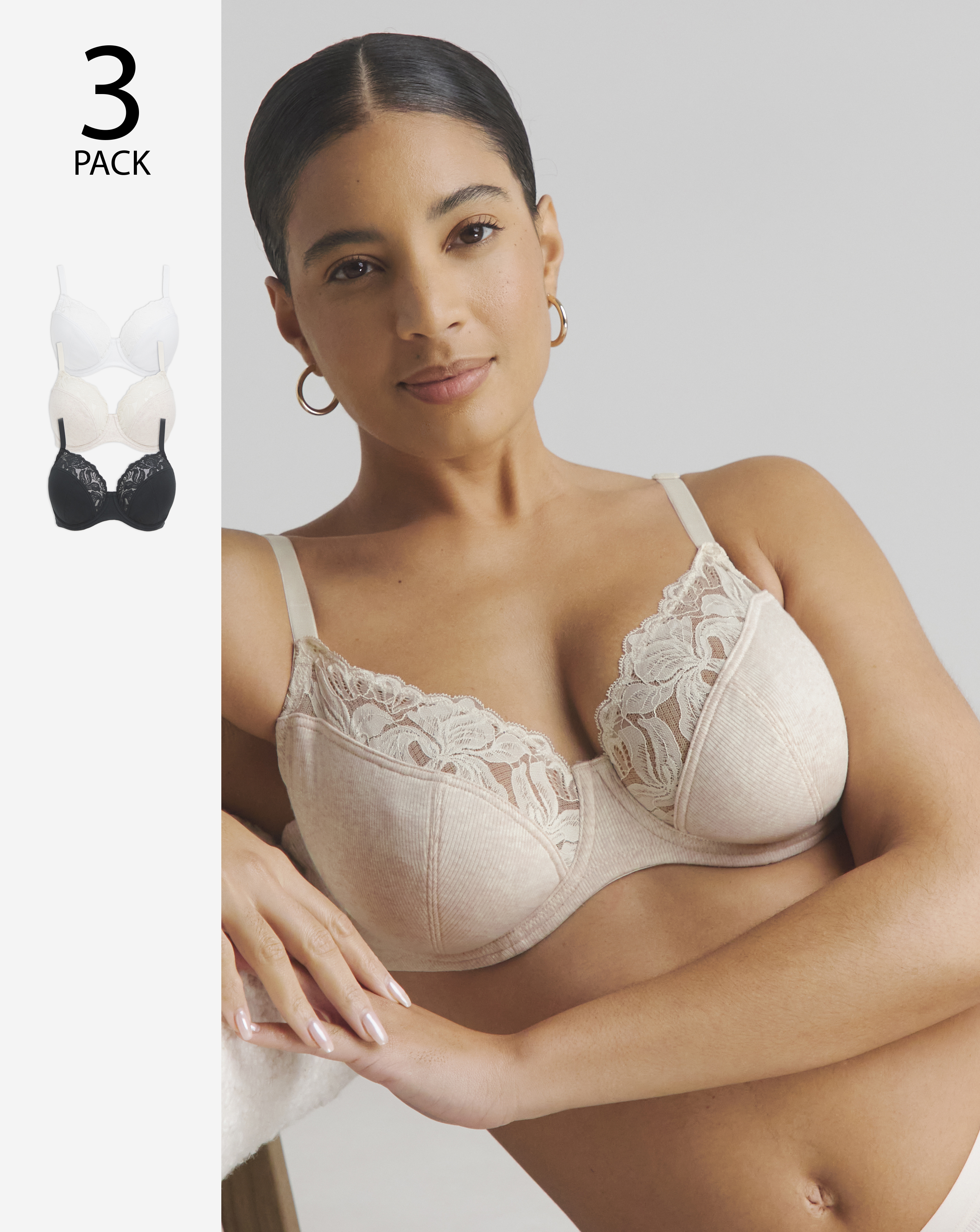 3 Pack Lace Full Cup Bras