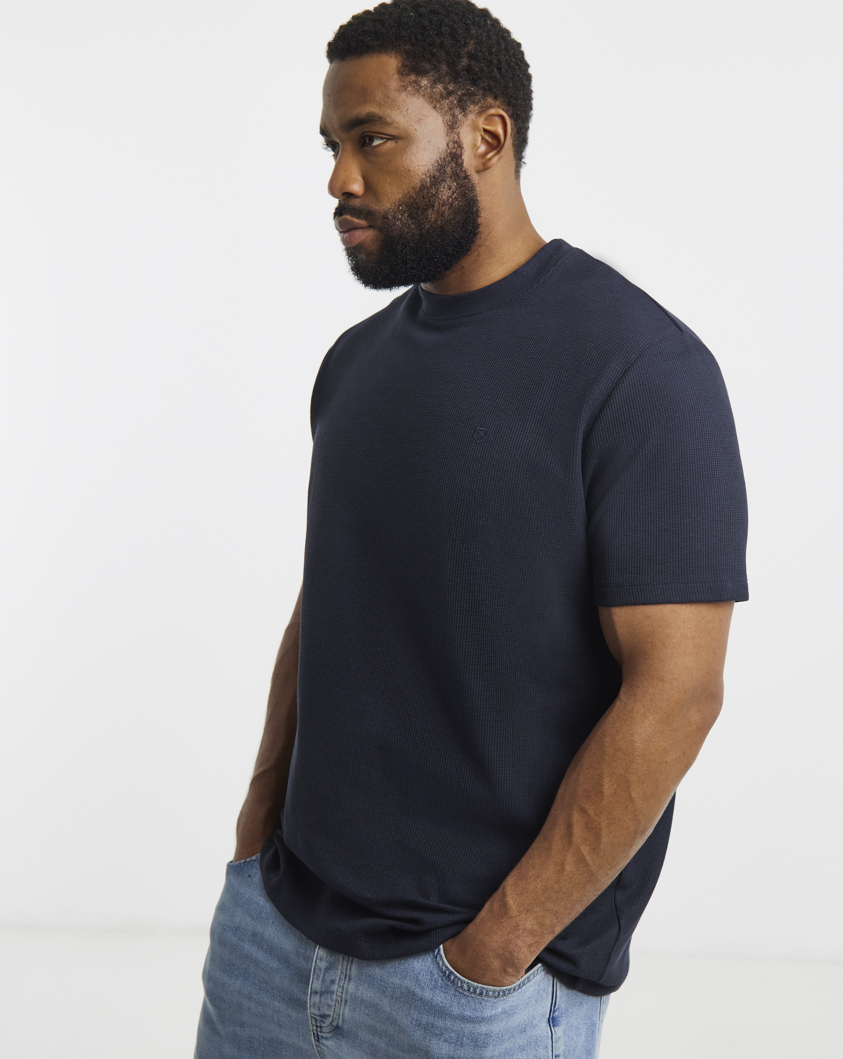 Jack & Jones Leo Textured T-Shirt - Navy