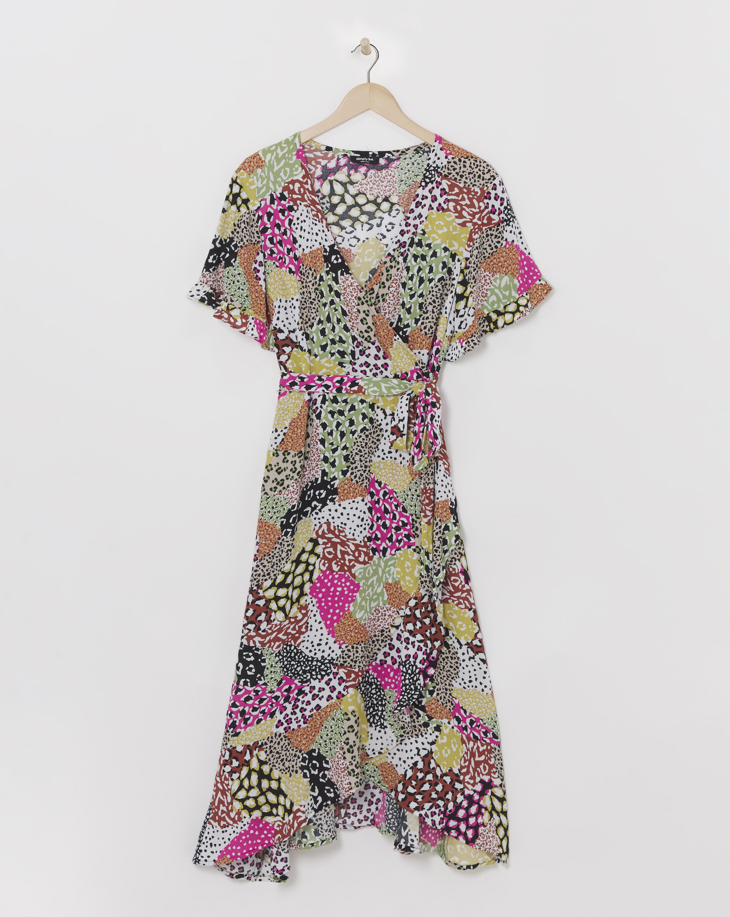 Simply Be - Women's Multi Print Crinkle Wrap Midi Dress - Size 10 - Multi - Ecovero TM Viscose
