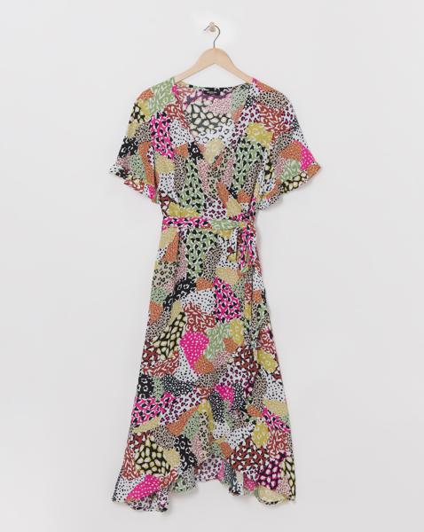 Simply Be - Women's Multi Print Crinkle Wrap Midi Dress - Size 10 - Multi - Ecovero TM Viscose