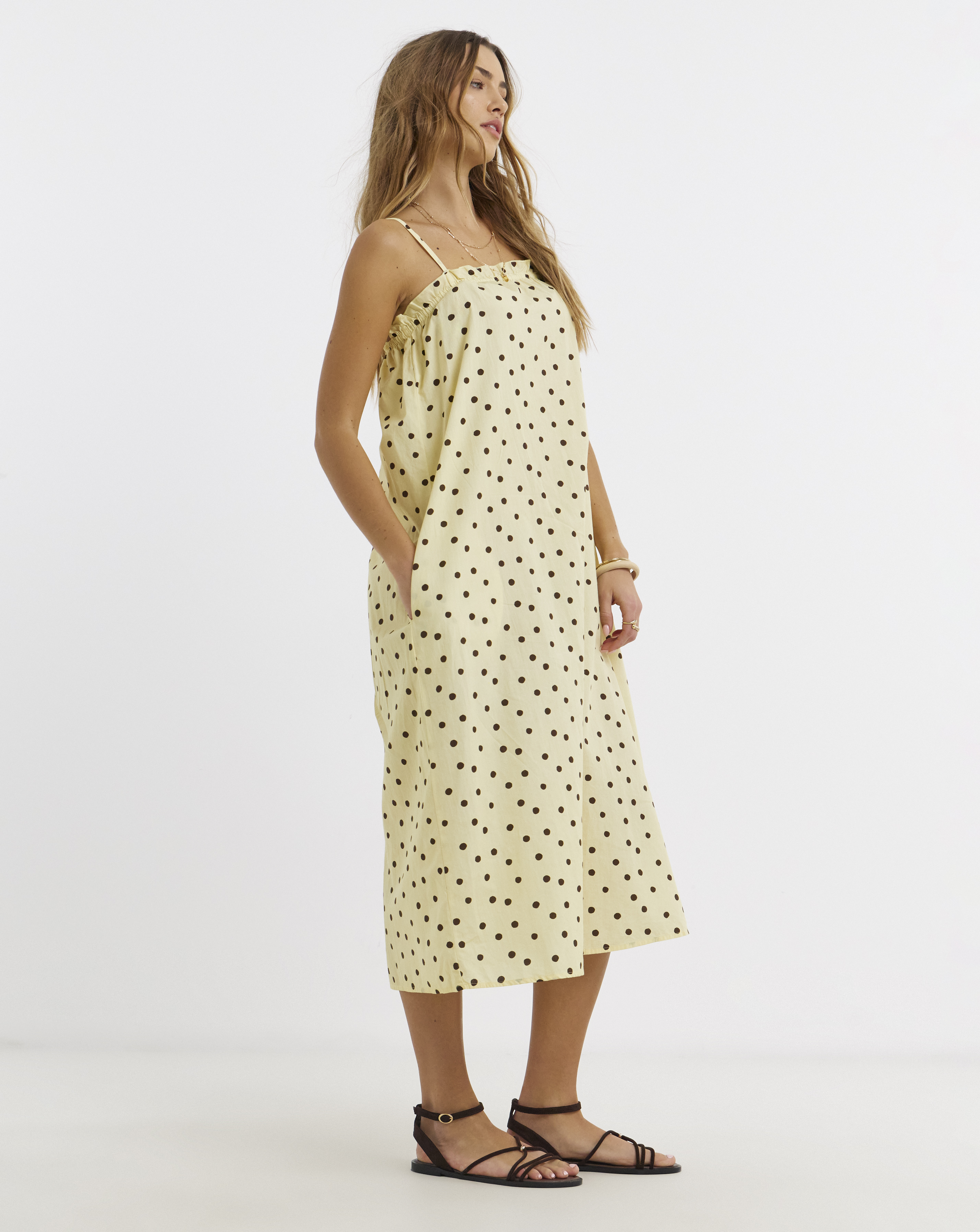 New In - Pieces Parker Strap Woven Midi Dress
