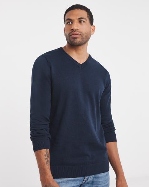 Cotton Knitted V Neck Jumper Long