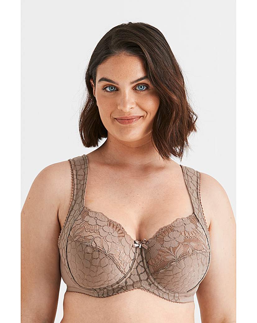 Miss Mary Of Sweden Women's Taupe Miss Mary Jacquard & Lace Wired Bra 46C