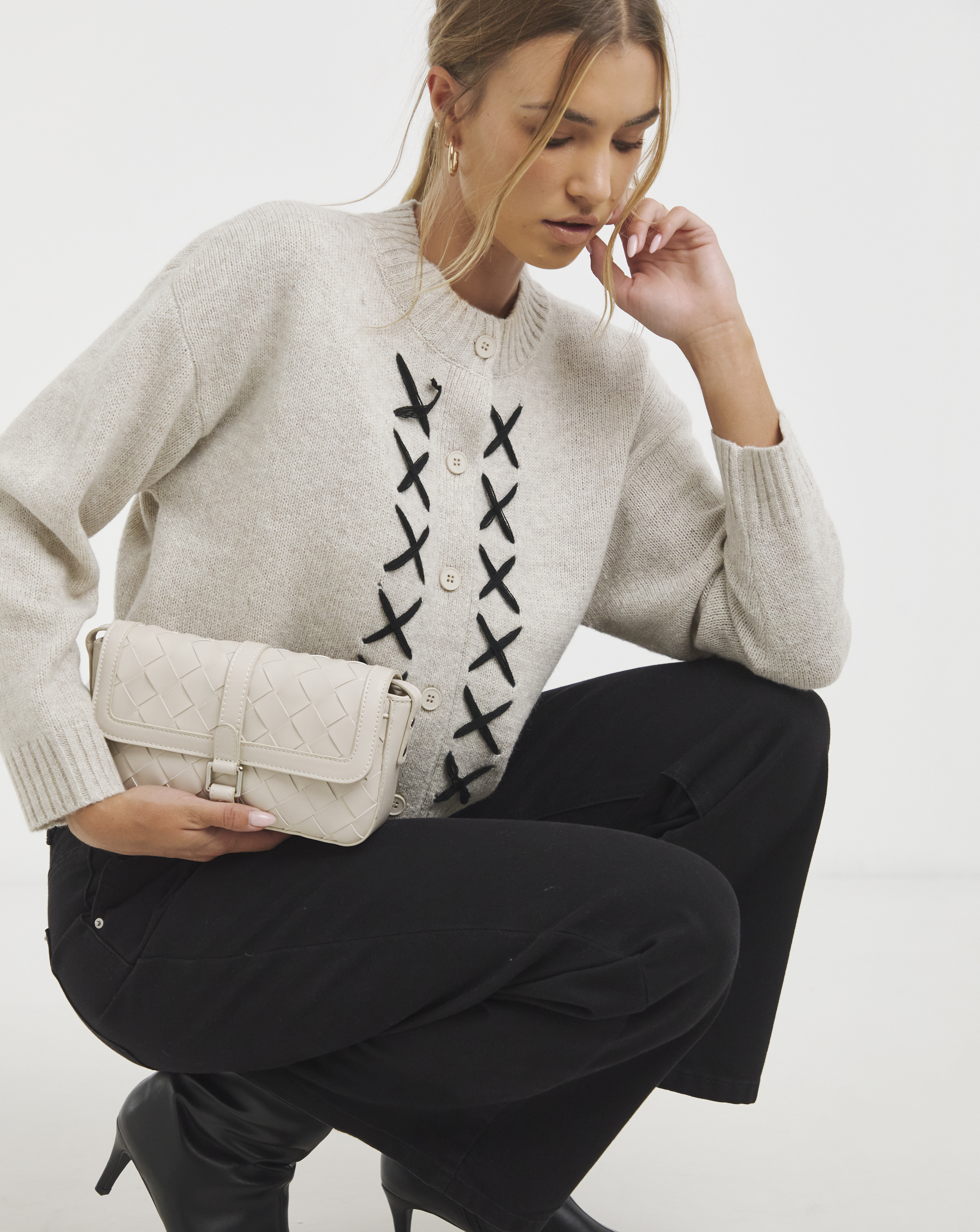 Native Youth Cross Stitched Cardigan