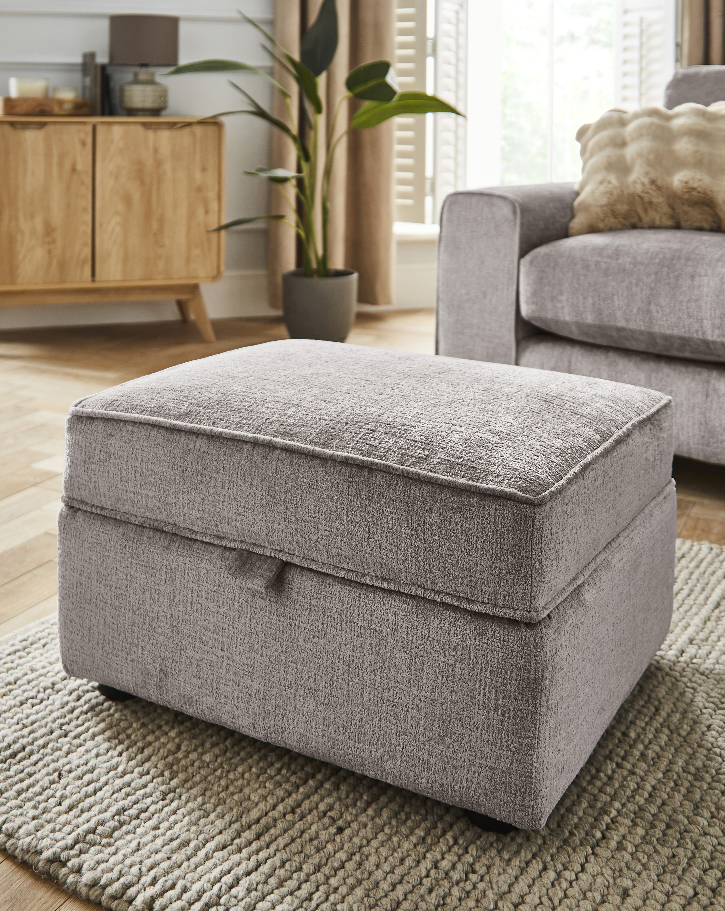 Hunter Chenille Storage Footstool