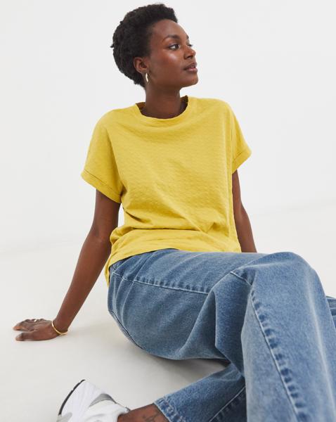 Dobby Textured Curved Hem