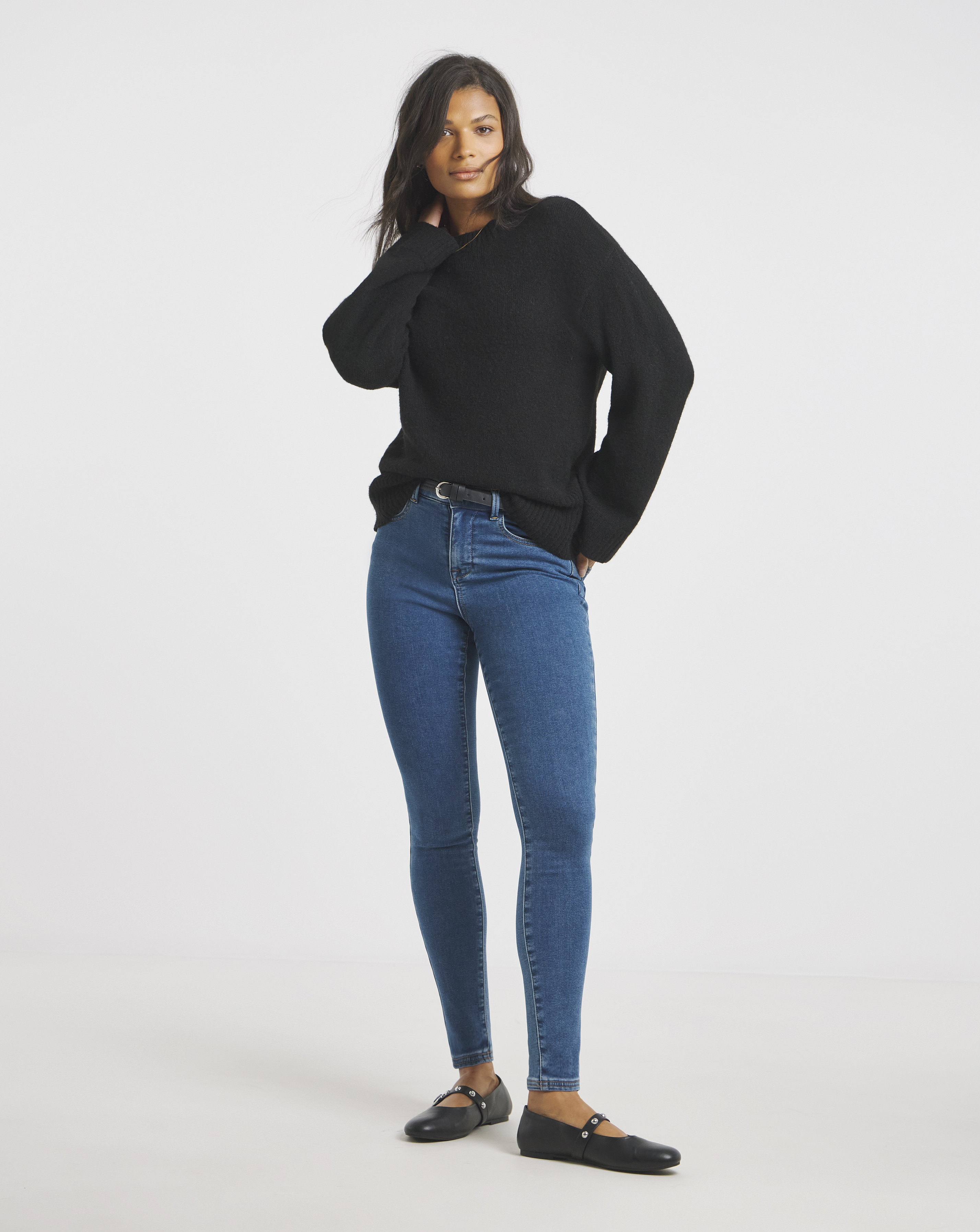 Mid Wash Fleece Lined Cosy Skinny Jeans
