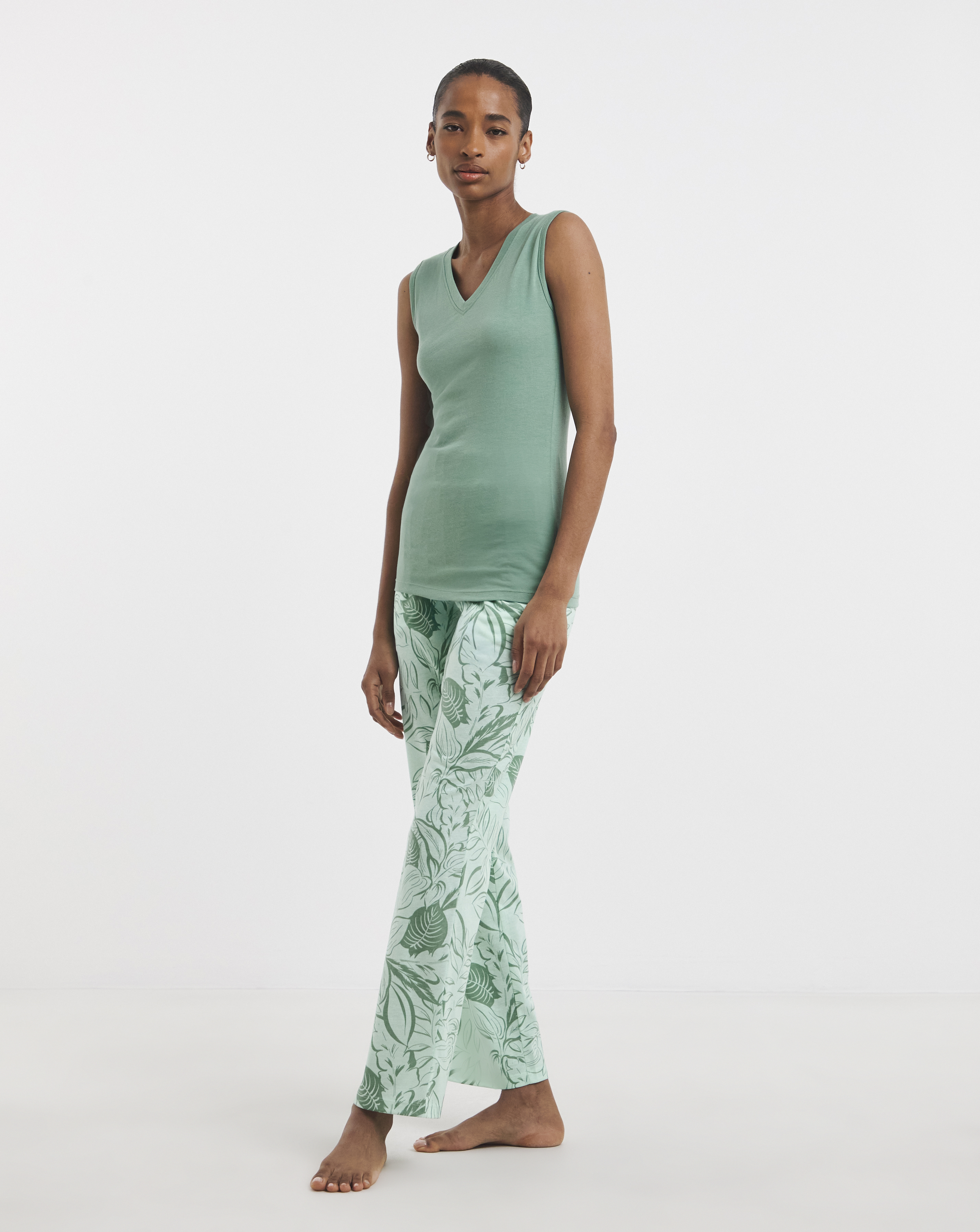 Value Pyjama Set Leaf Print