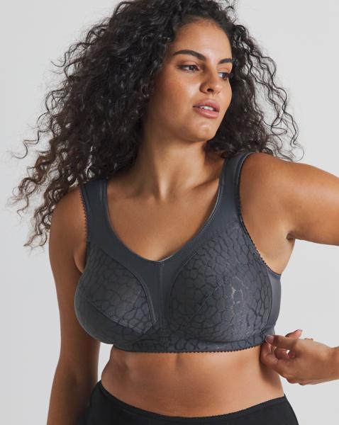 Miss Mary of Sweden Jacquard Non Wired Bra Dark Grey - Image