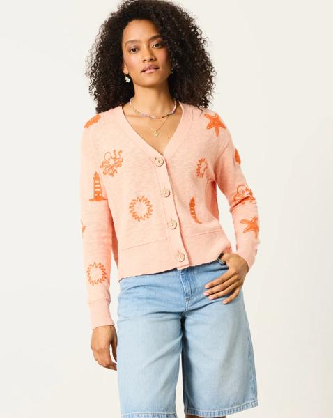 FatFace Seascape Embroidered Cardigan